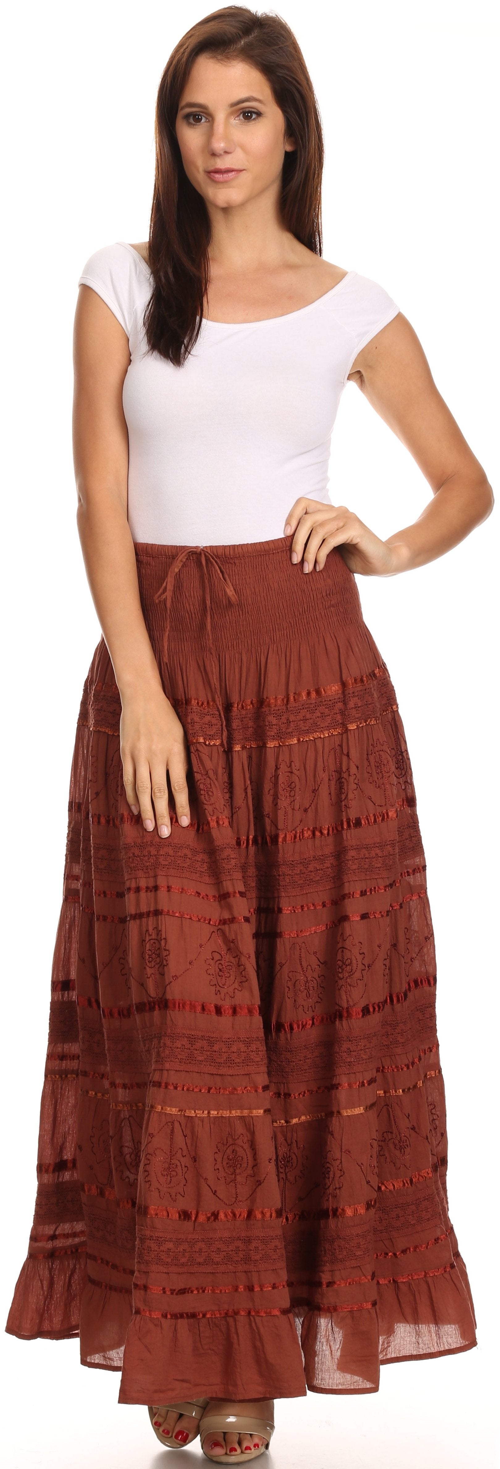Sakkas - Lace and Ribbon Peasant Boho Skirt