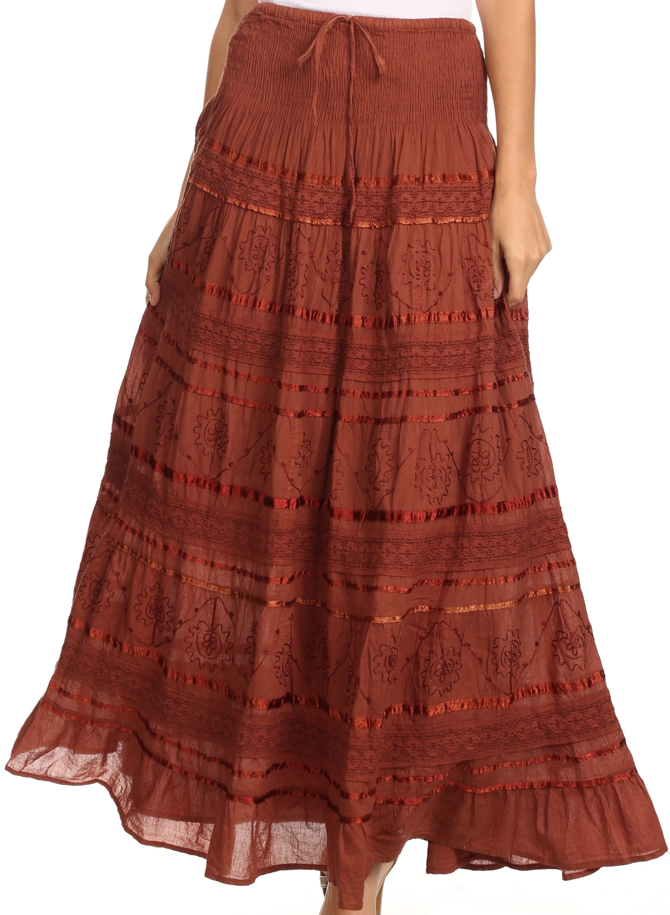 Sakkas - Lace and Ribbon Peasant Boho Skirt