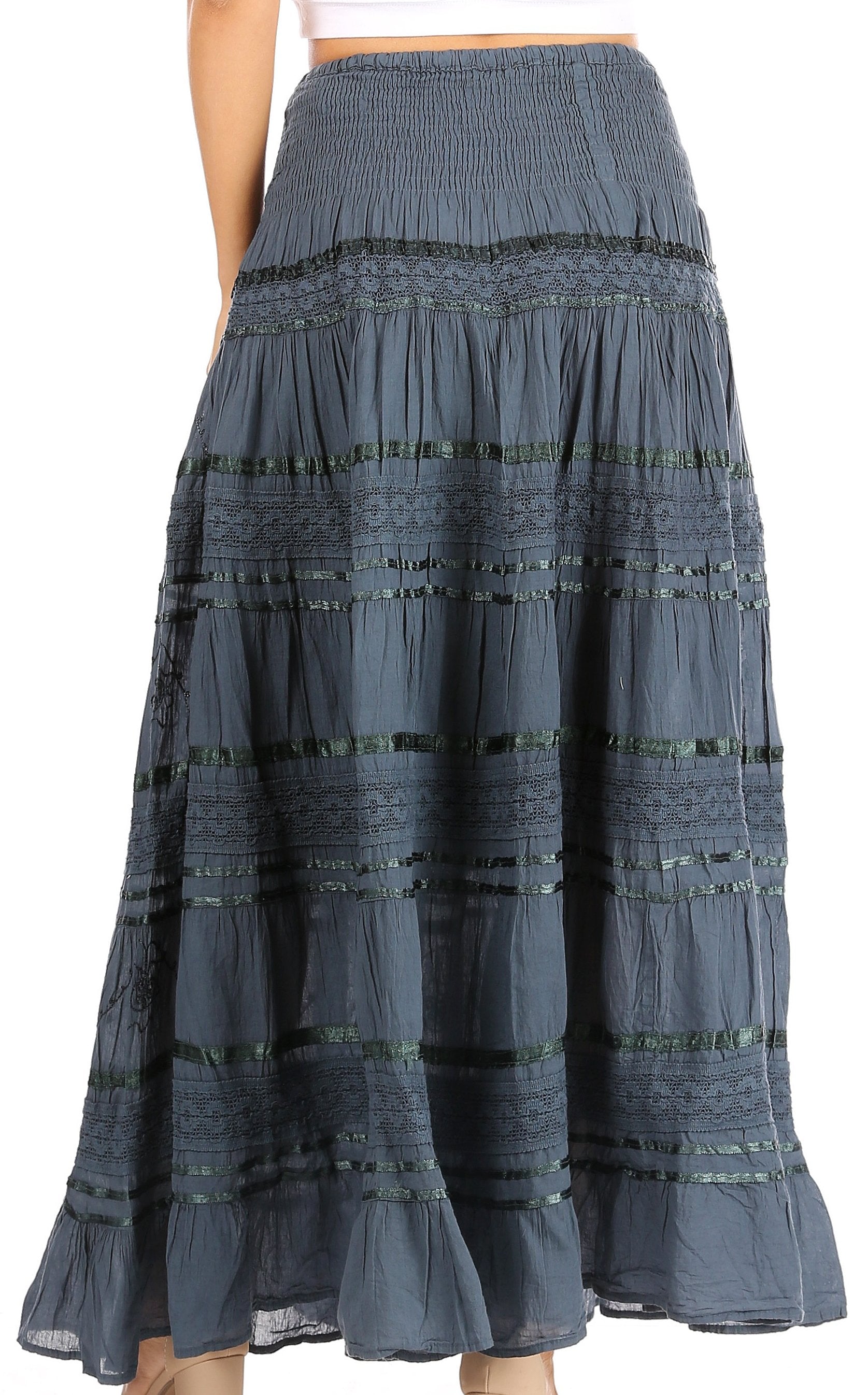 Sakkas - Lace and Ribbon Peasant Boho Skirt