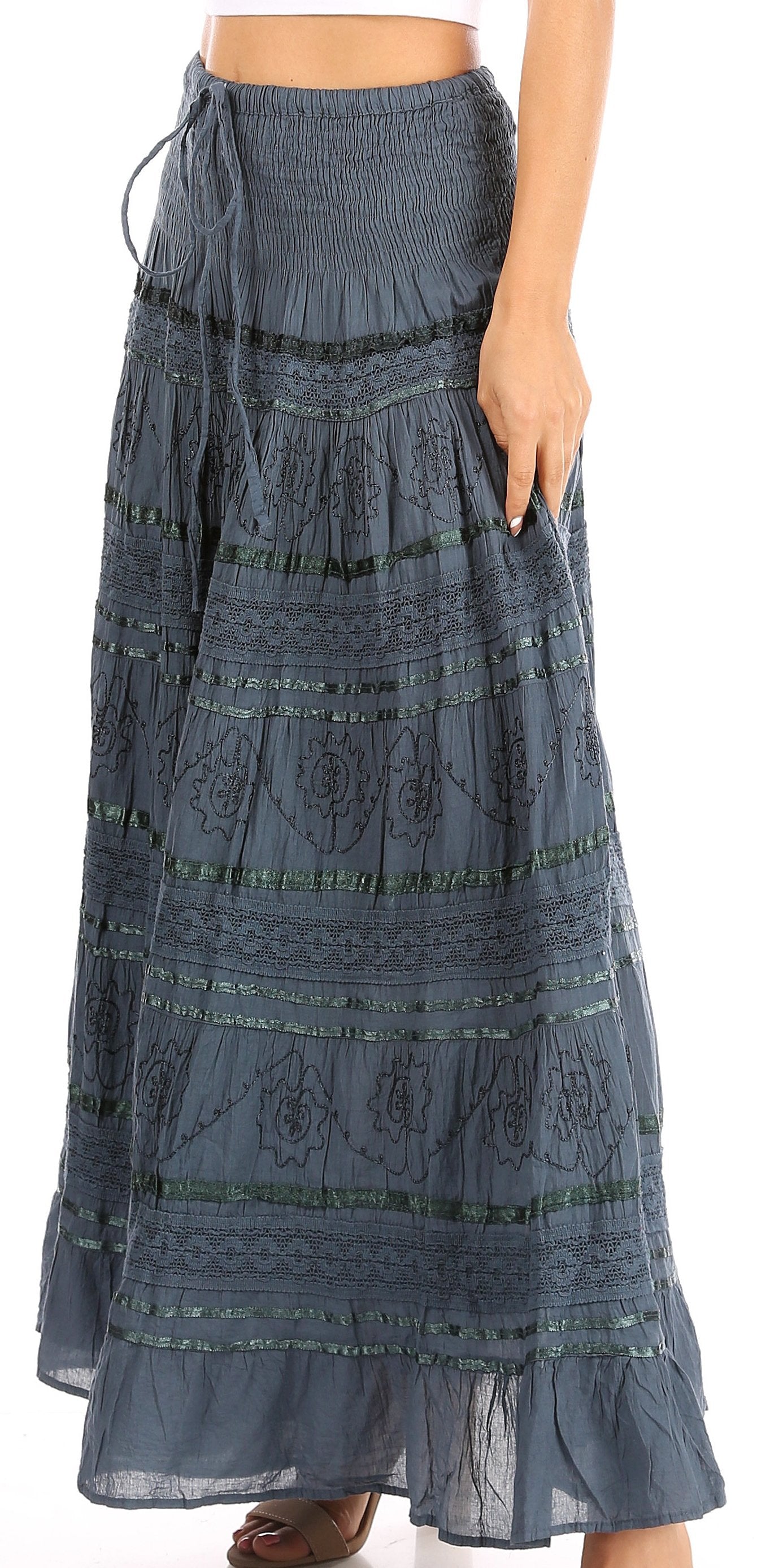 Sakkas - Lace and Ribbon Peasant Boho Skirt