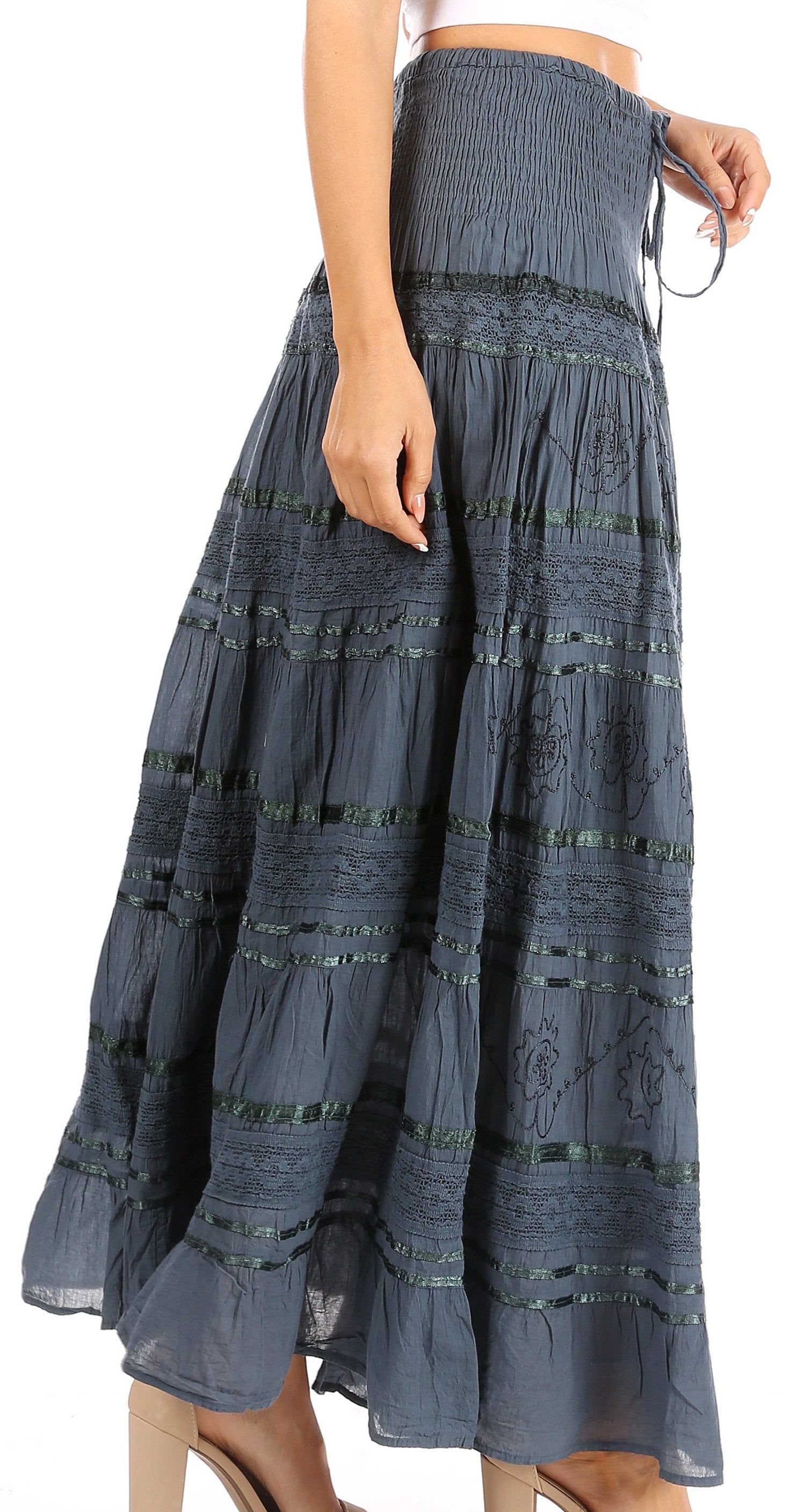 Sakkas - Lace and Ribbon Peasant Boho Skirt