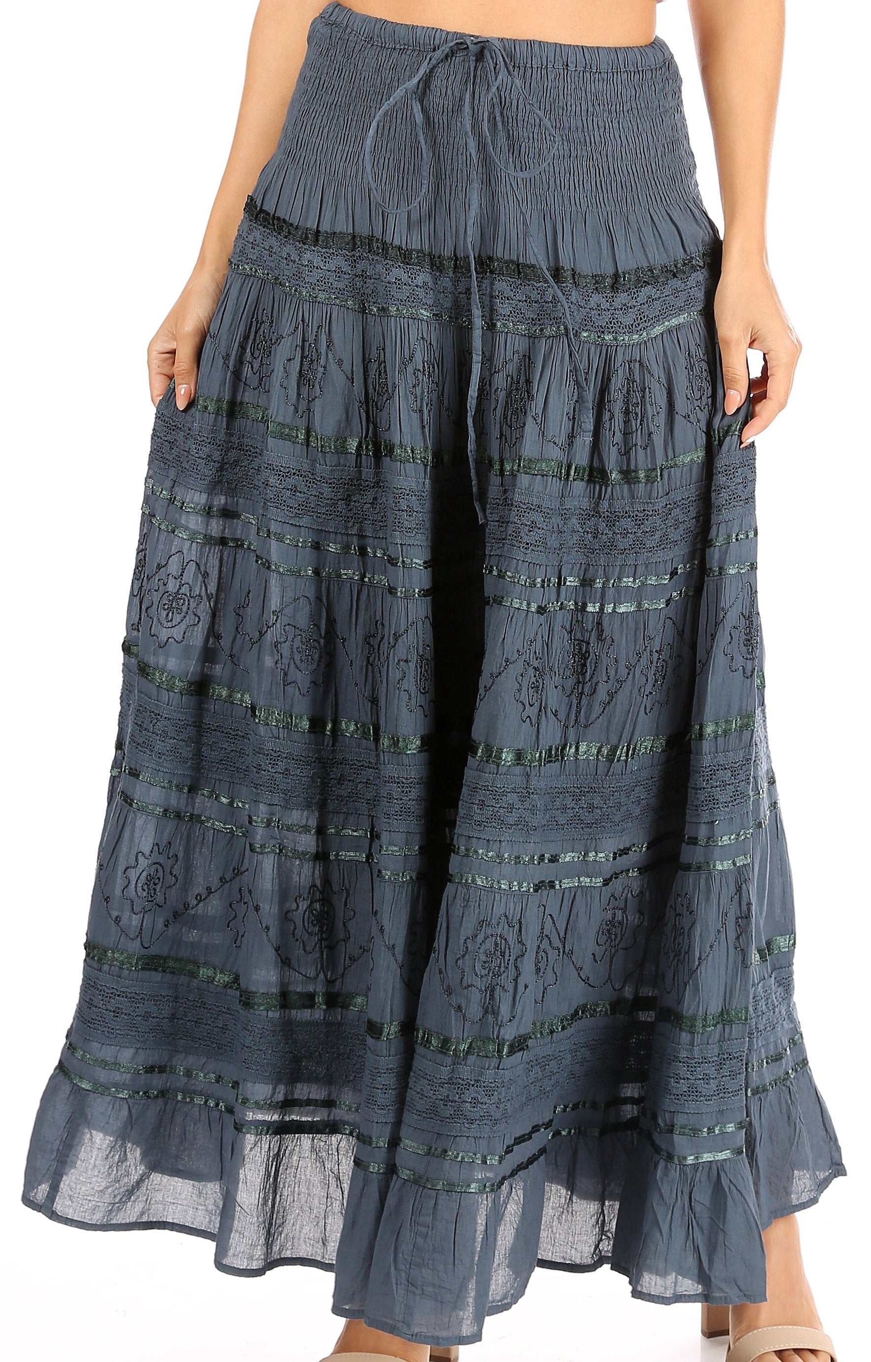 Sakkas - Lace and Ribbon Peasant Boho Skirt
