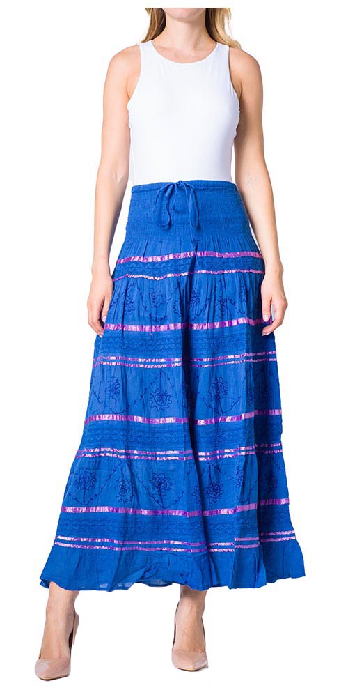 Sakkas - Lace and Ribbon Peasant Boho Skirt