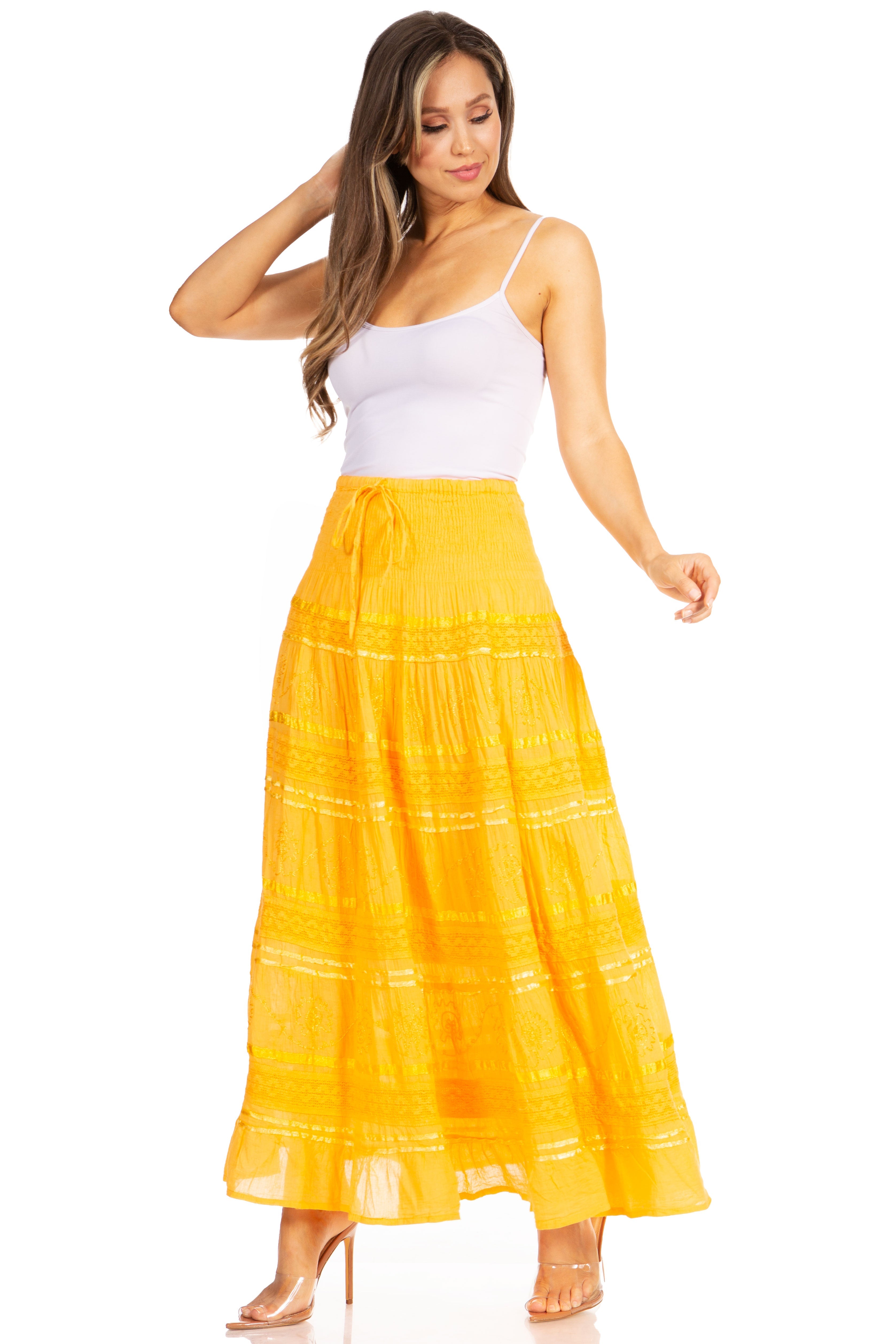 Sakkas - Lace and Ribbon Peasant Boho Skirt