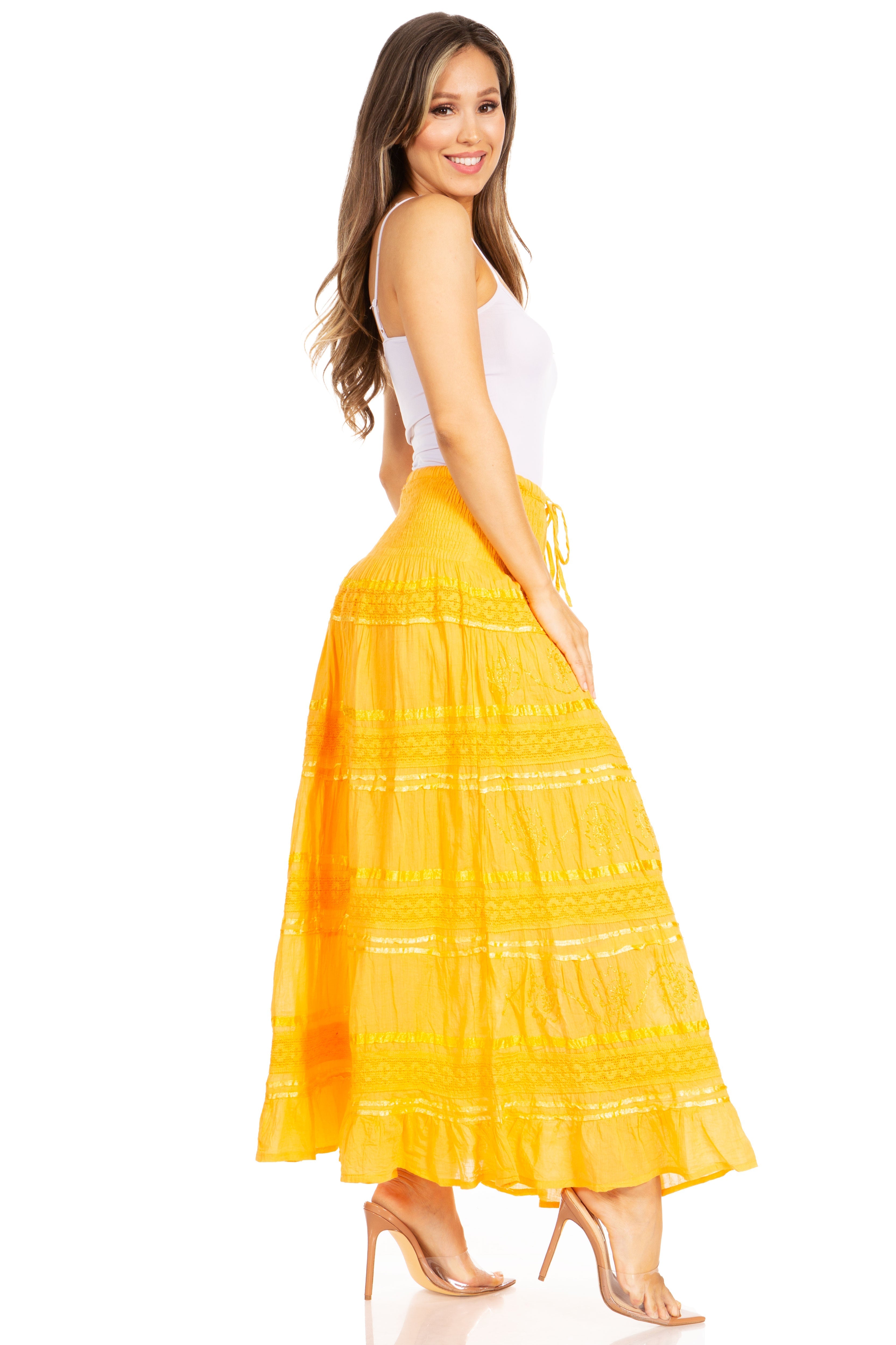 Sakkas - Lace and Ribbon Peasant Boho Skirt
