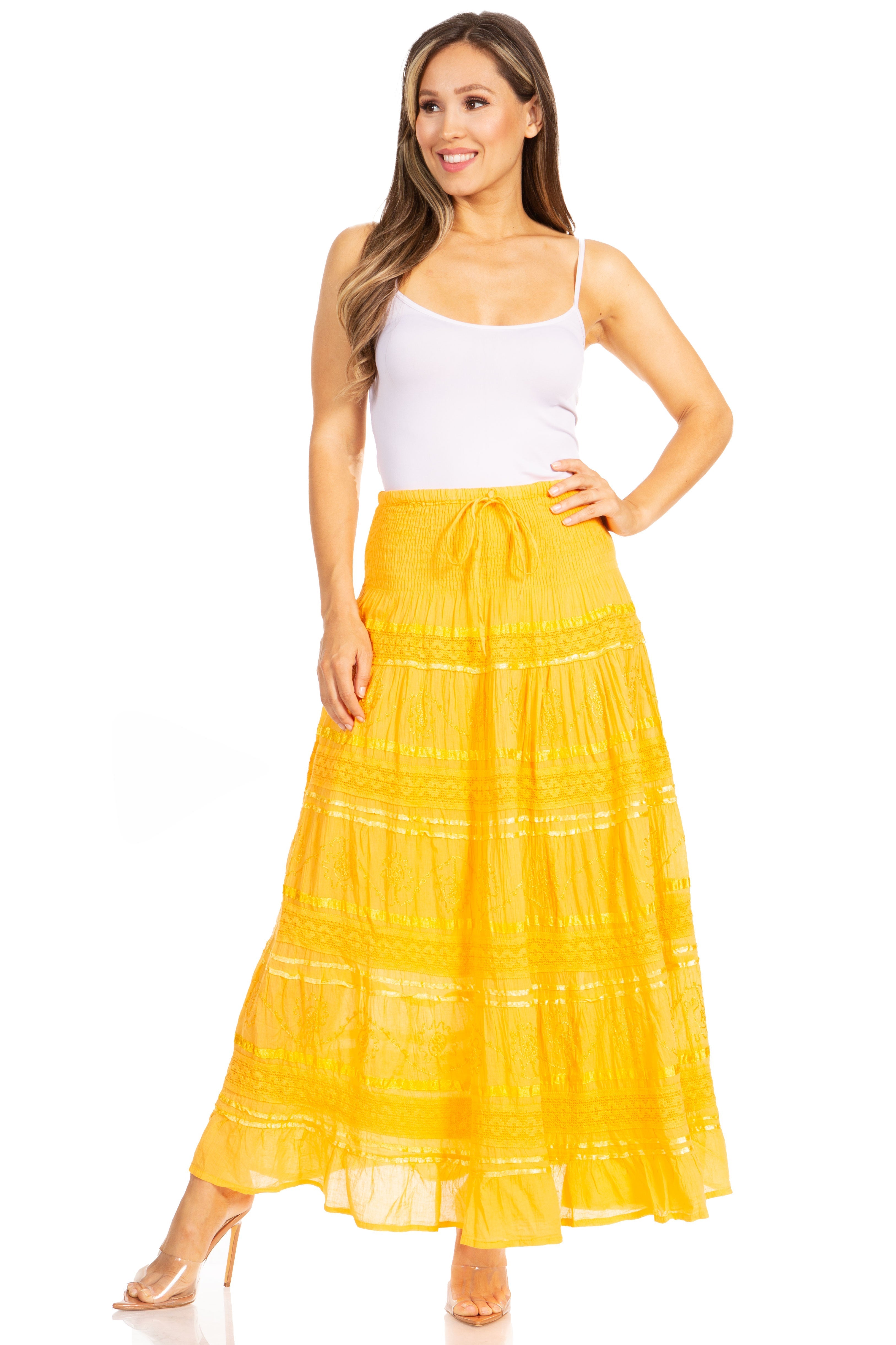 Sakkas - Lace and Ribbon Peasant Boho Skirt