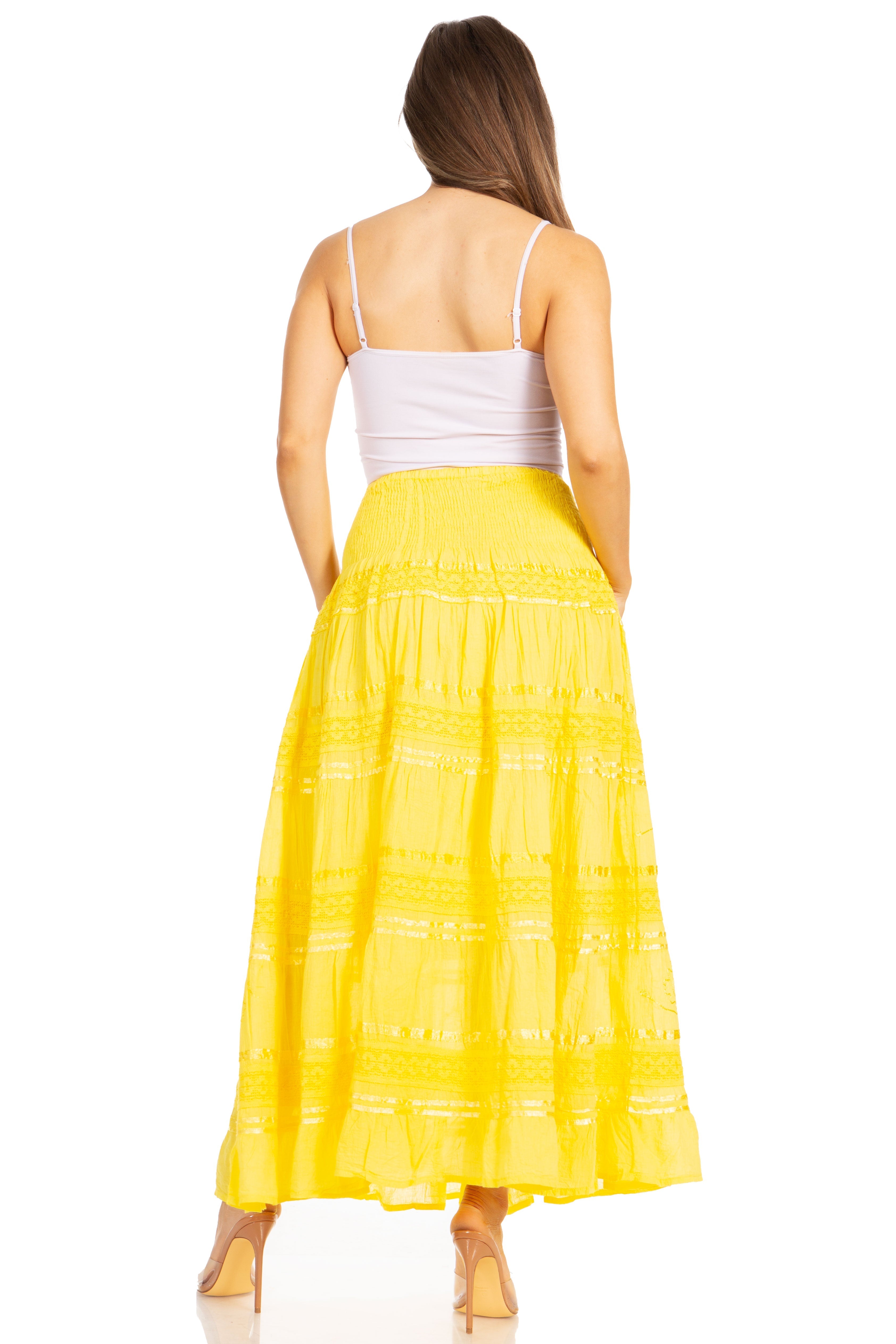 Sakkas - Lace and Ribbon Peasant Boho Skirt