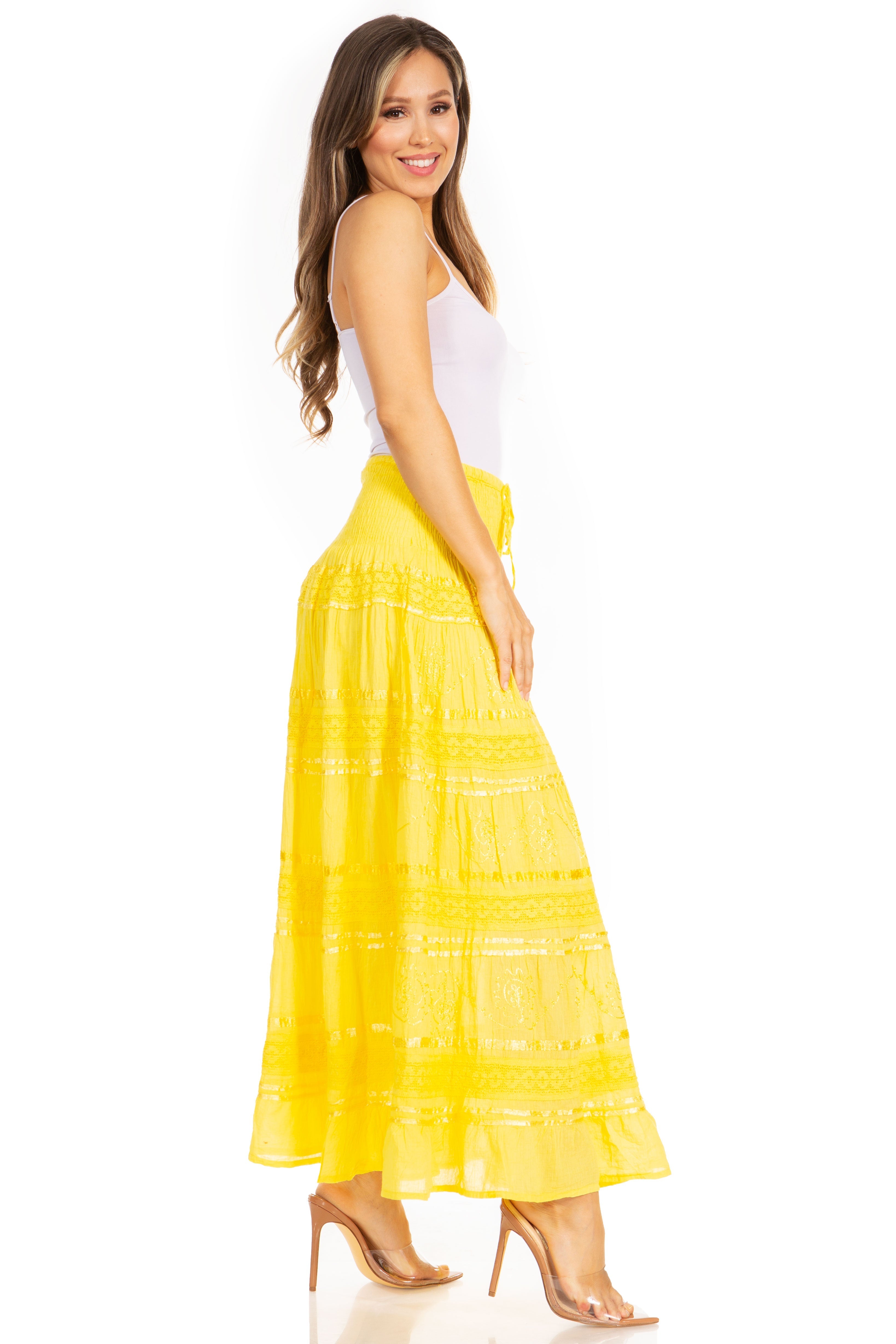 Sakkas - Lace and Ribbon Peasant Boho Skirt