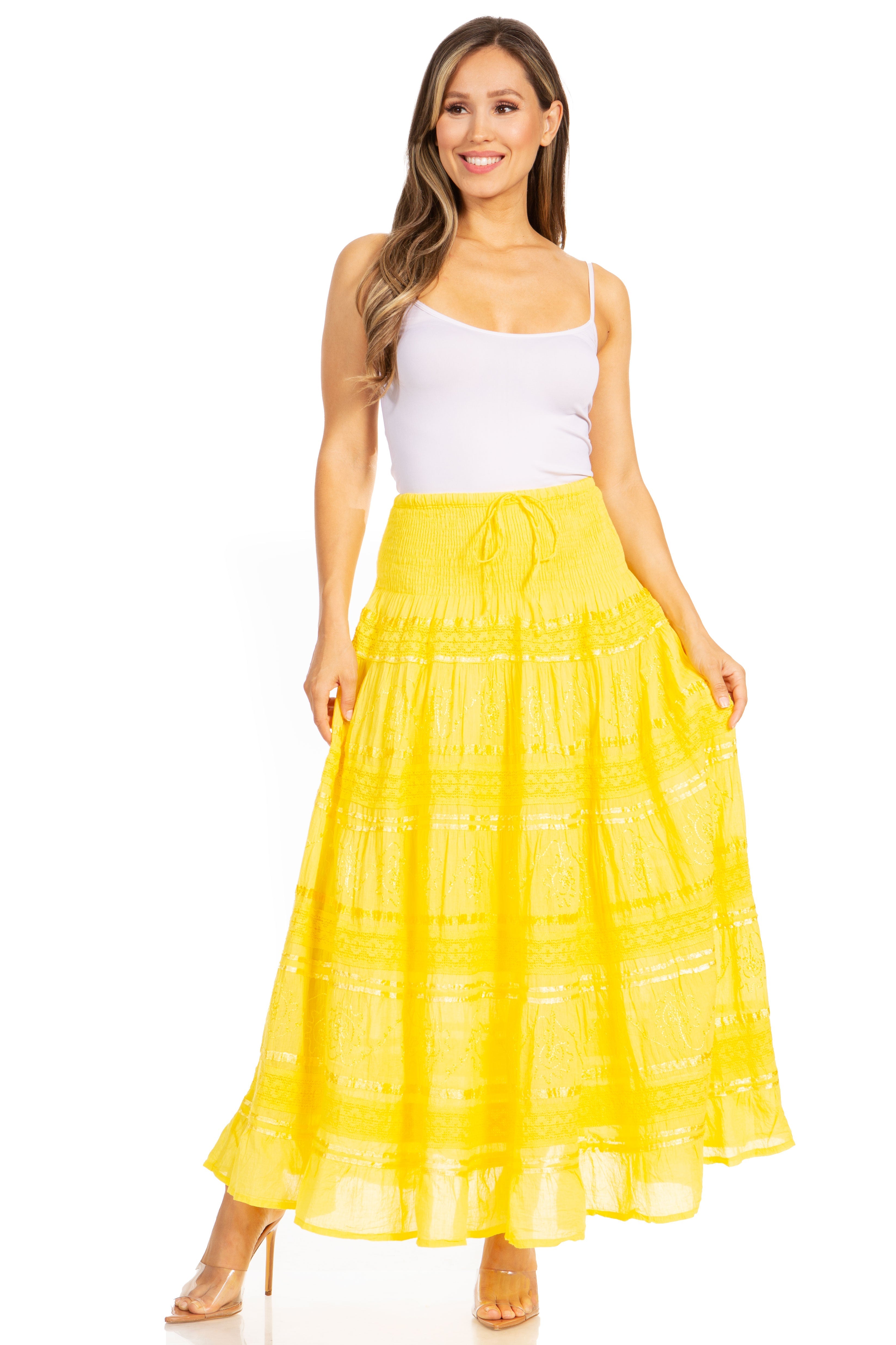 Sakkas - Lace and Ribbon Peasant Boho Skirt