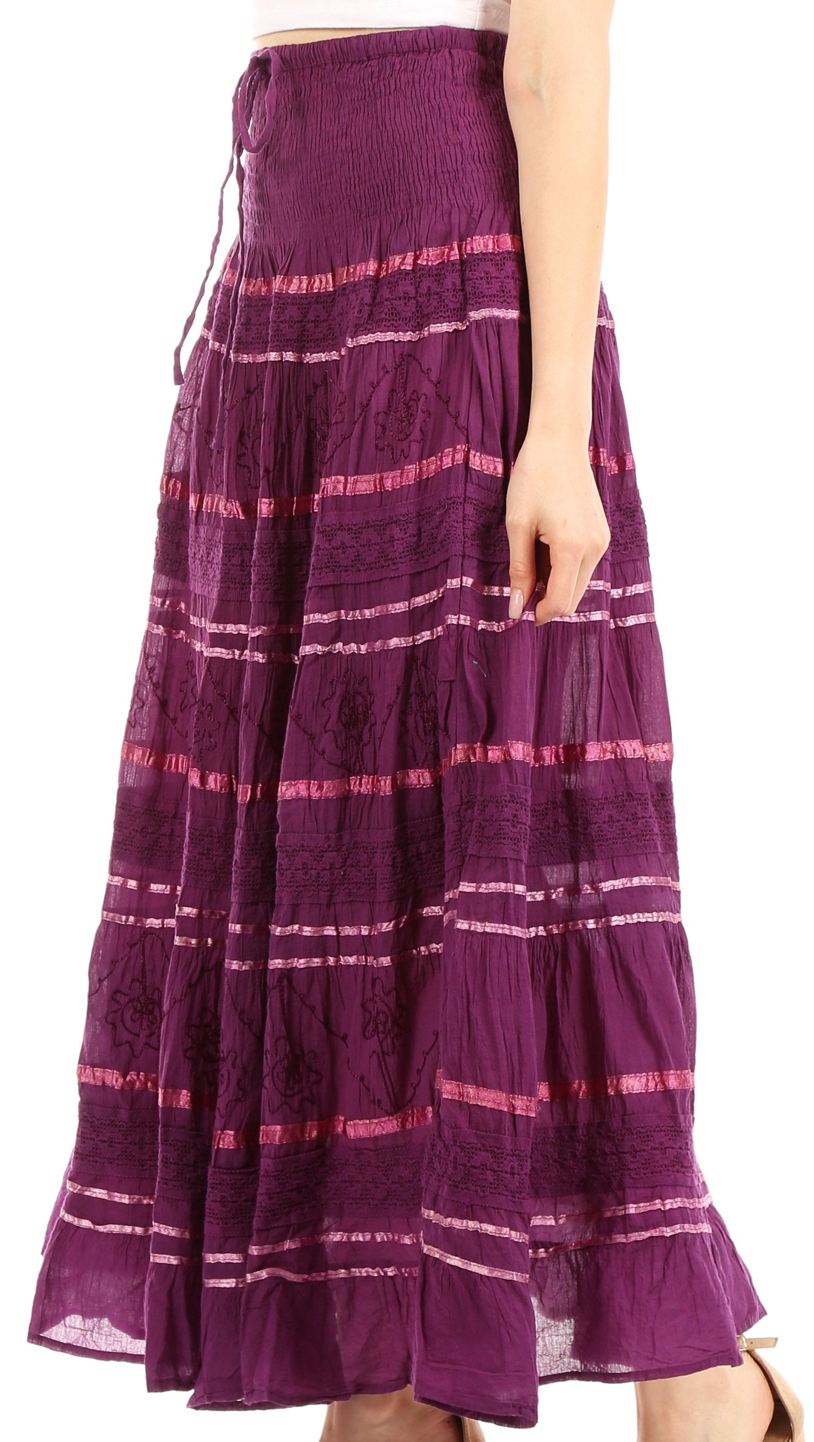 Sakkas - Lace and Ribbon Peasant Boho Skirt