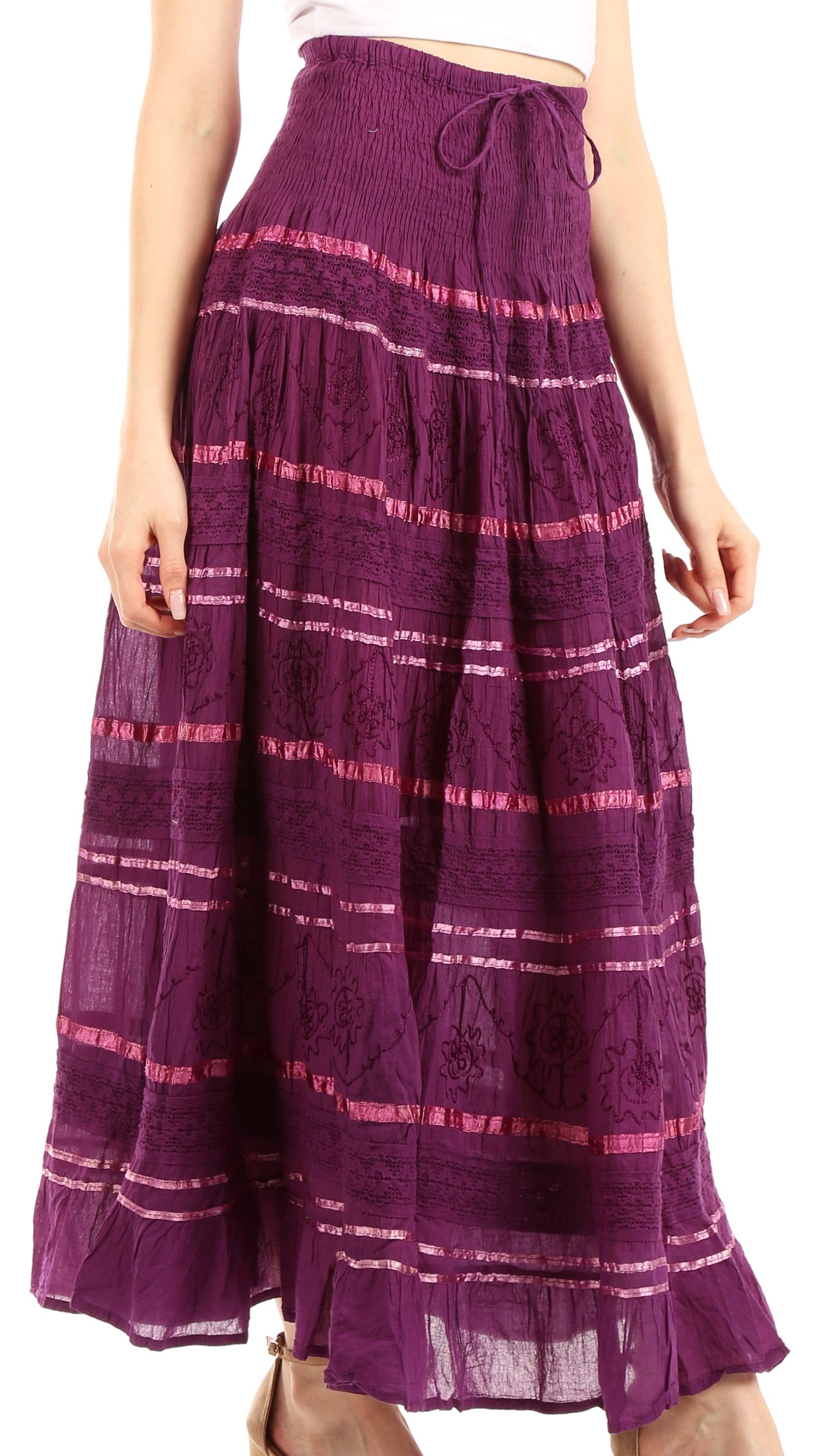 Sakkas - Lace and Ribbon Peasant Boho Skirt