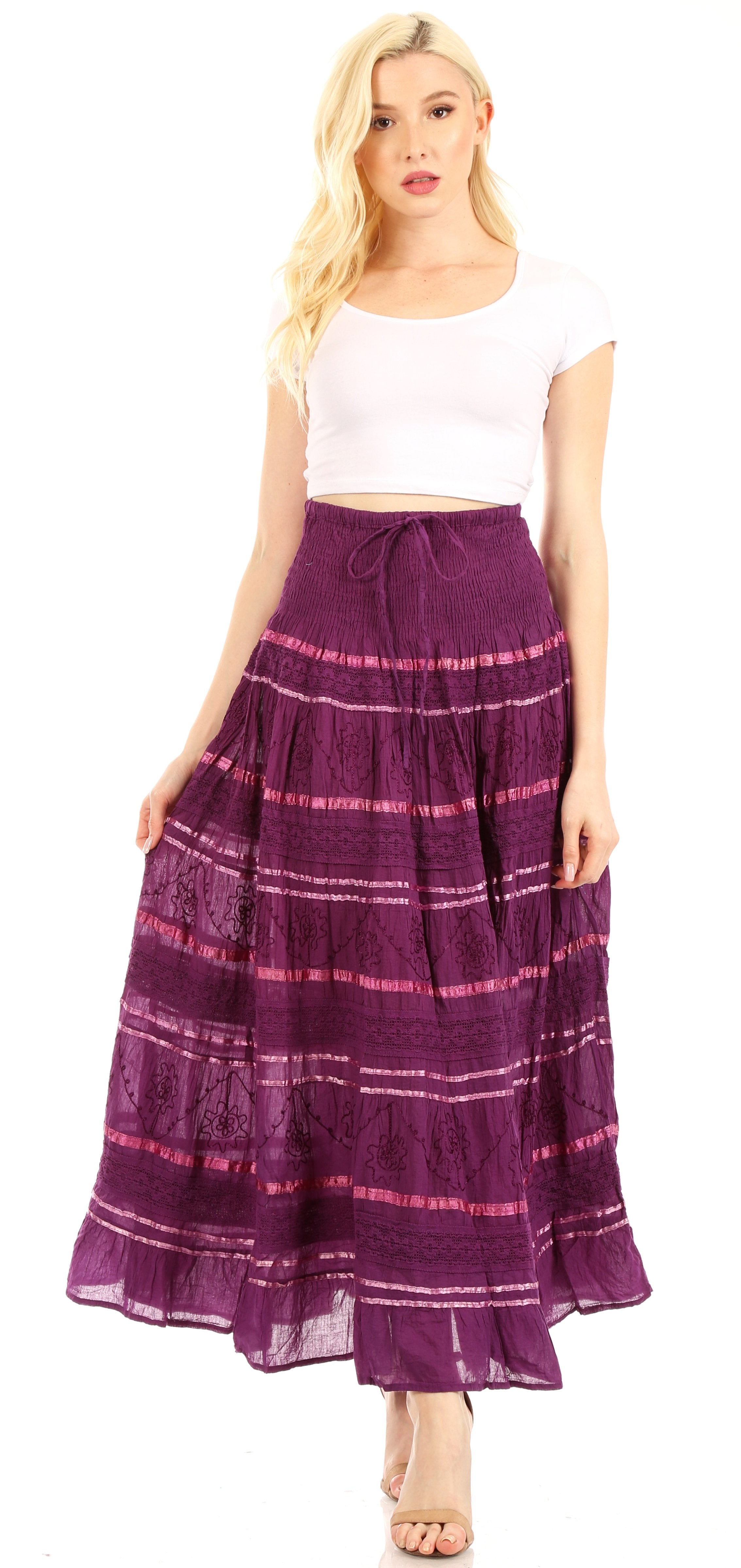 Sakkas - Lace and Ribbon Peasant Boho Skirt