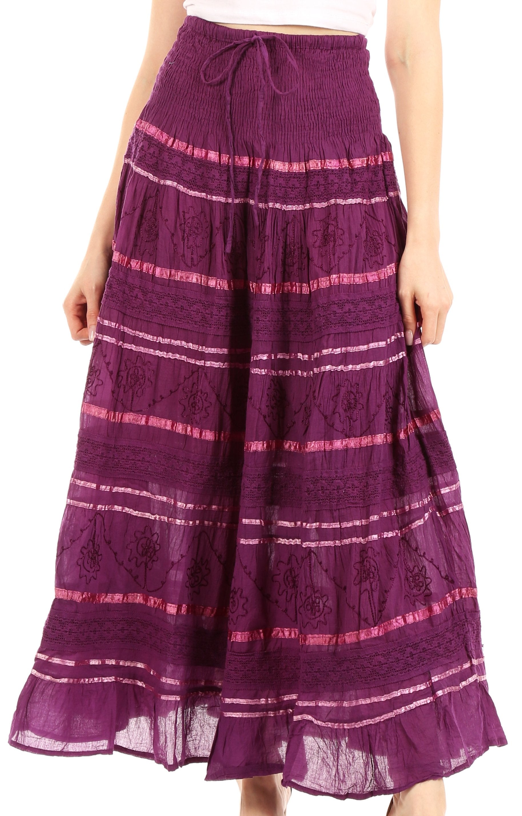 Sakkas - Lace and Ribbon Peasant Boho Skirt
