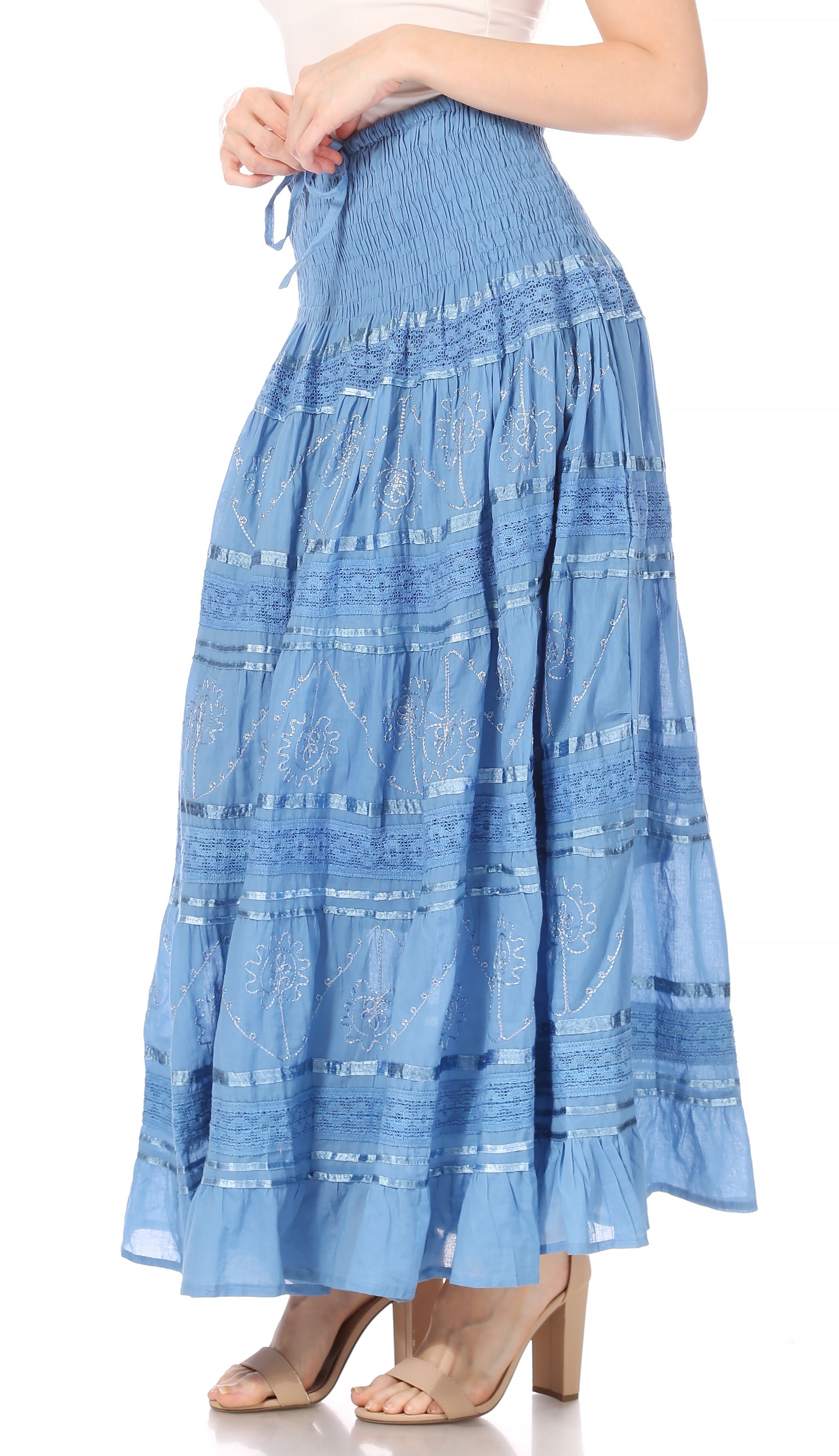 Sakkas - Lace and Ribbon Peasant Boho Skirt
