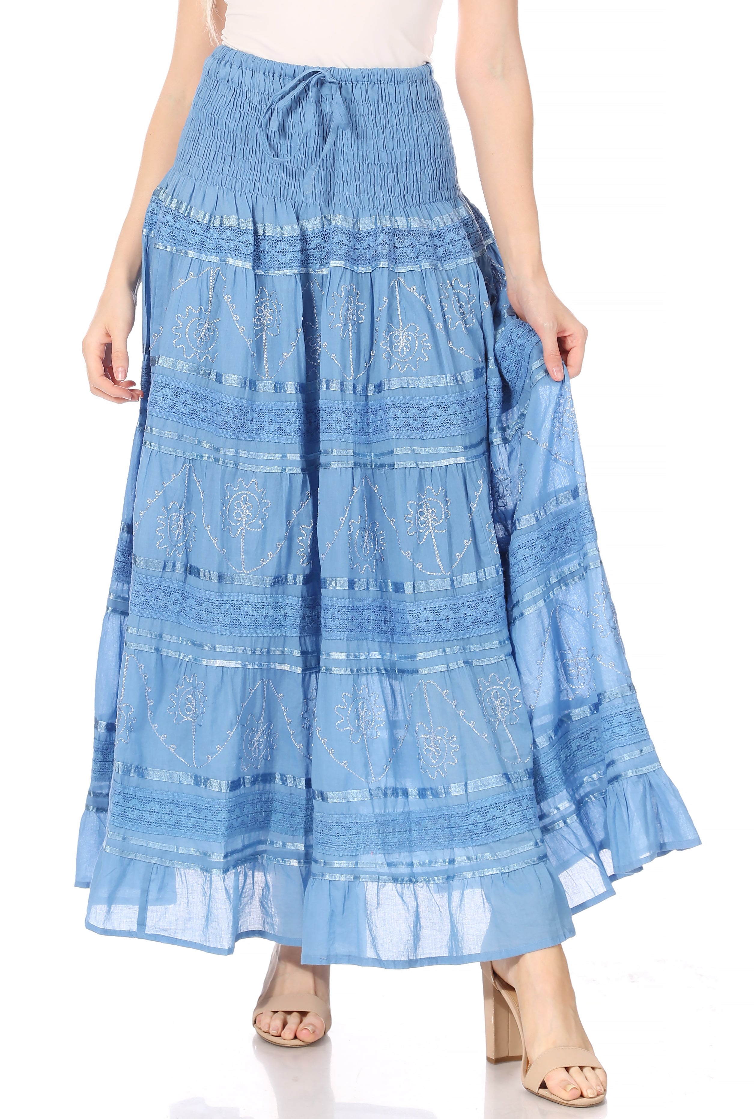 Sakkas - Lace and Ribbon Peasant Boho Skirt