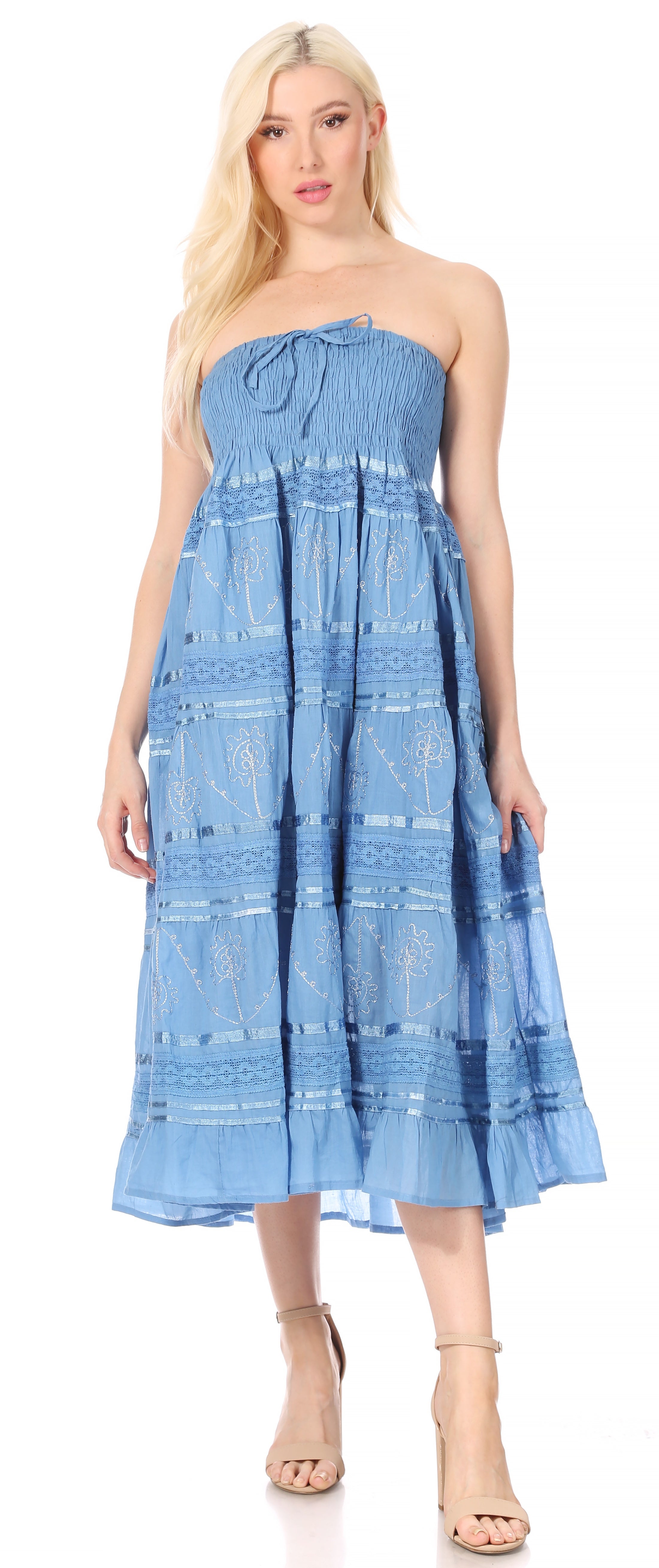 Sakkas - Lace and Ribbon Peasant Boho Skirt