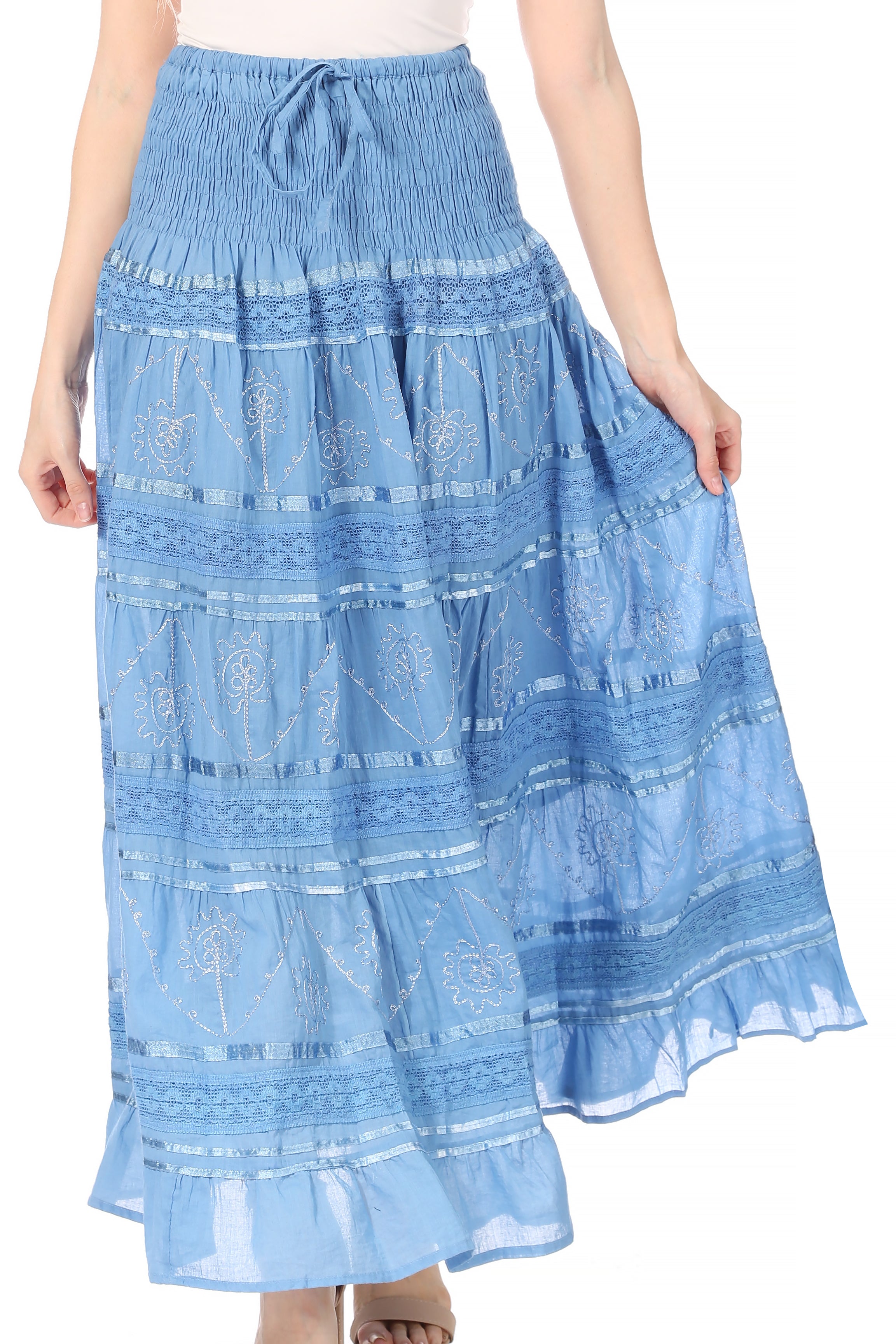 Sakkas - Lace and Ribbon Peasant Boho Skirt