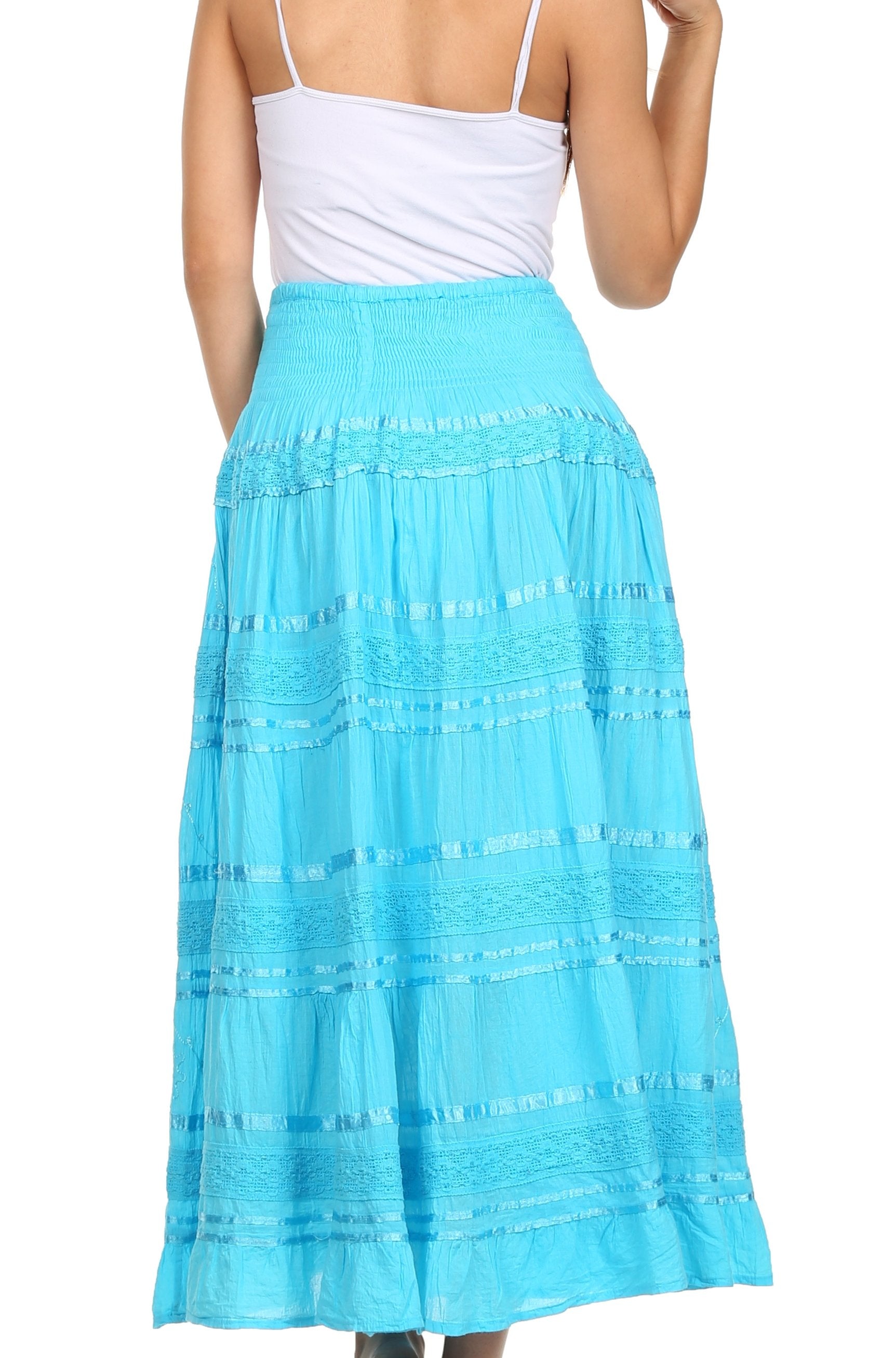 Sakkas - Lace and Ribbon Peasant Boho Skirt