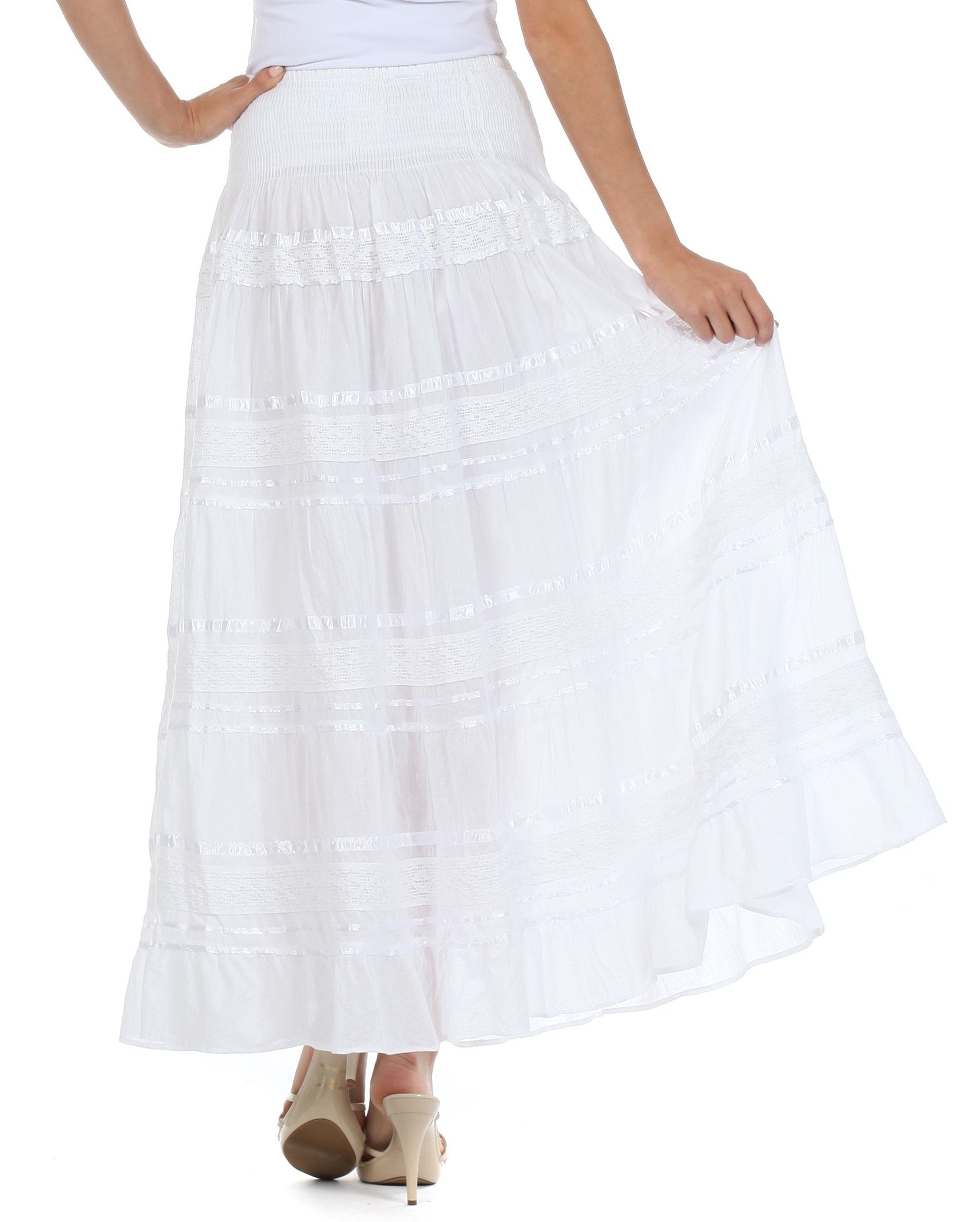 Sakkas - Lace and Ribbon Peasant Boho Skirt