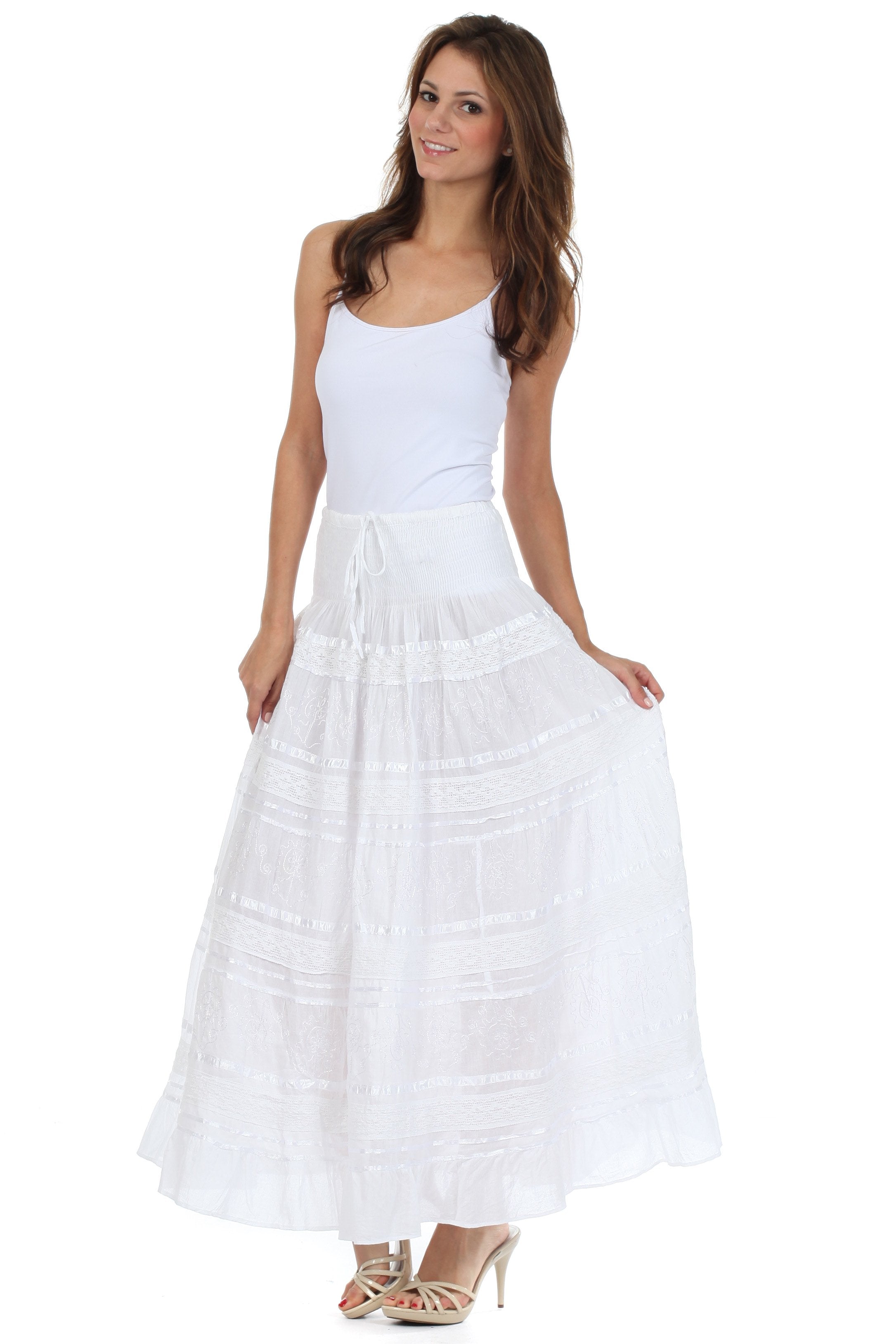 Sakkas - Lace and Ribbon Peasant Boho Skirt