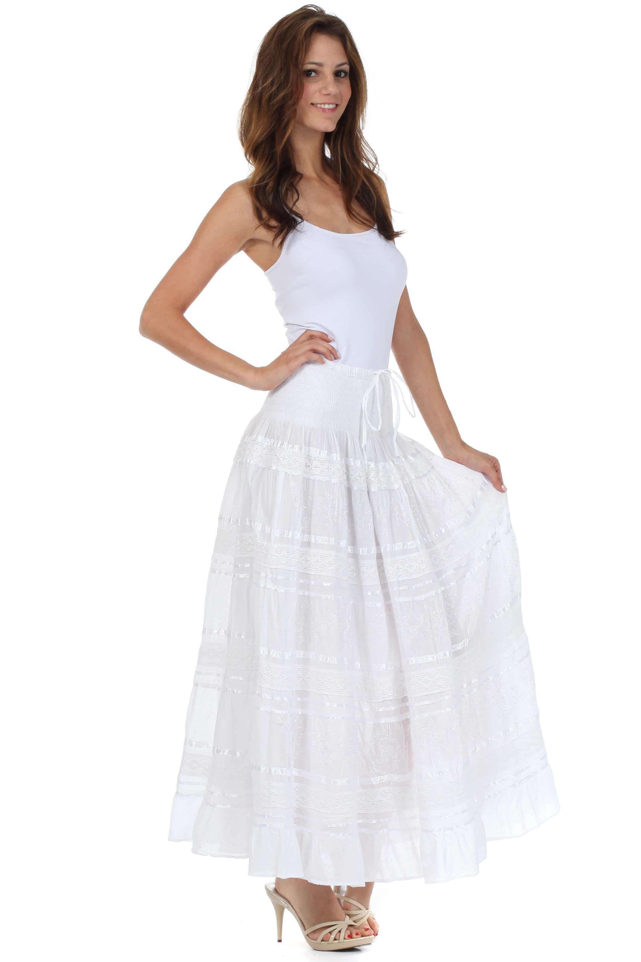 Sakkas - Lace and Ribbon Peasant Boho Skirt