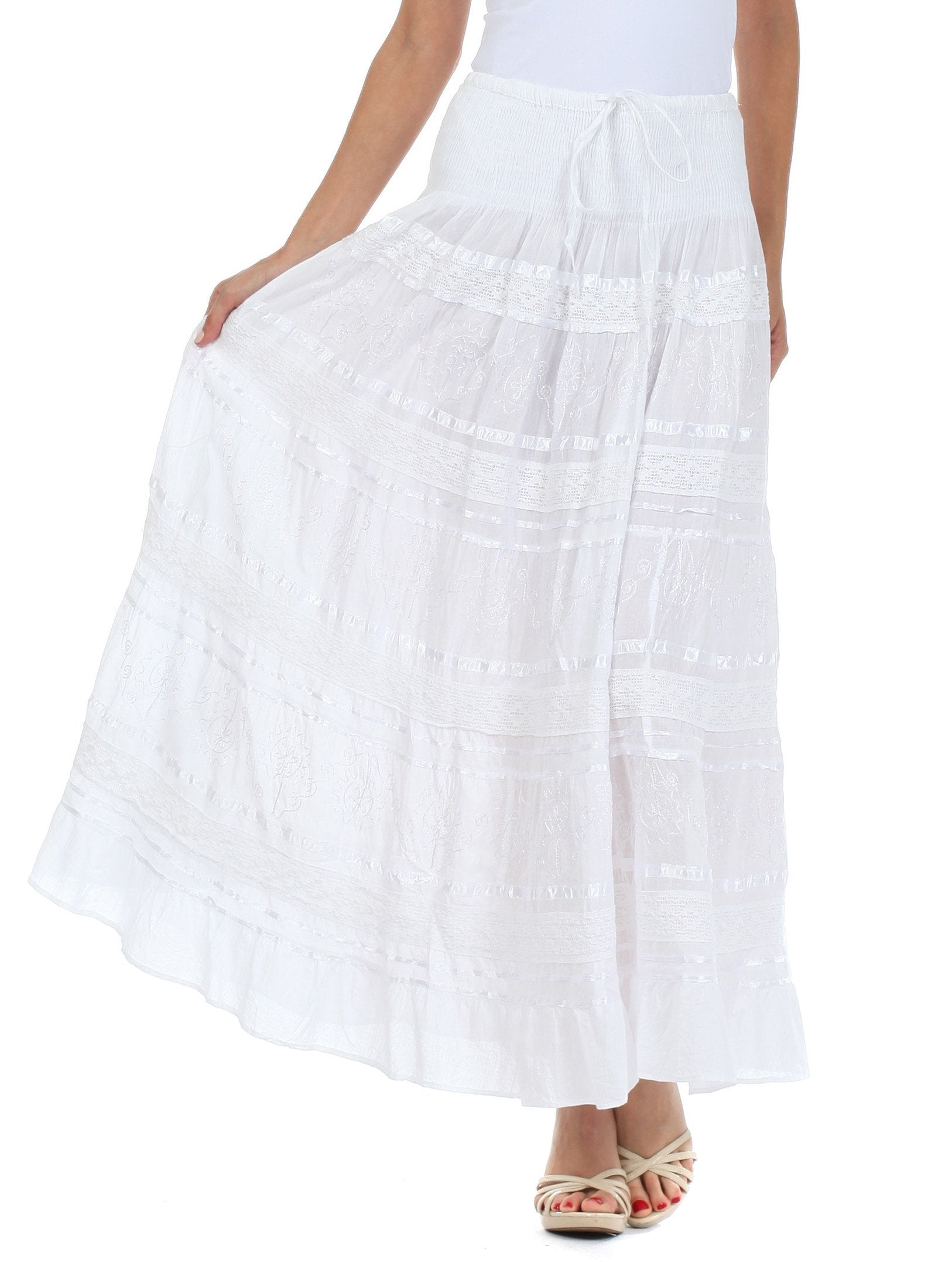 Sakkas - Lace and Ribbon Peasant Boho Skirt