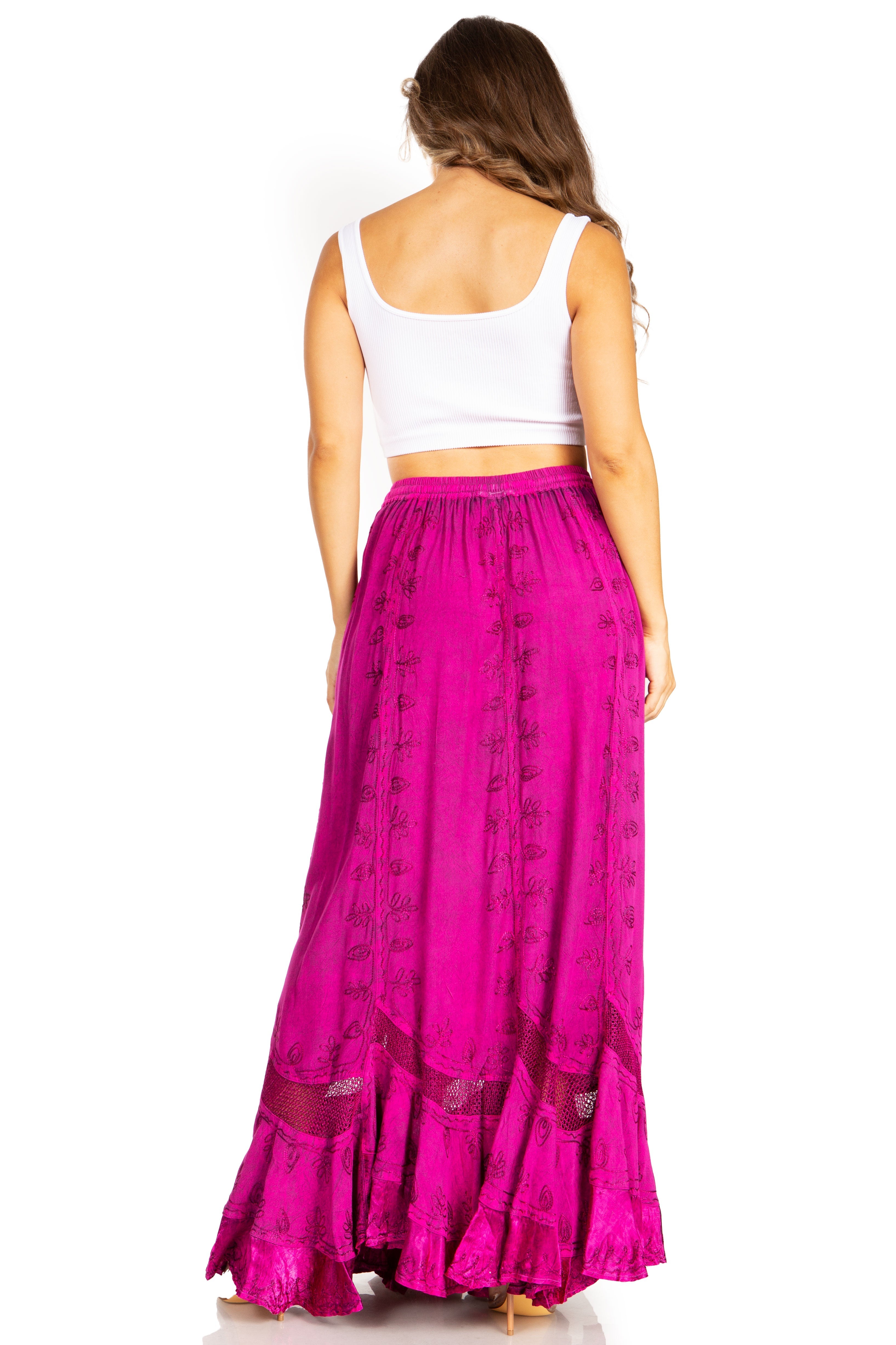 Sakkas - Ivy Second Women's Maxi Boho Elastic Waist Skirt