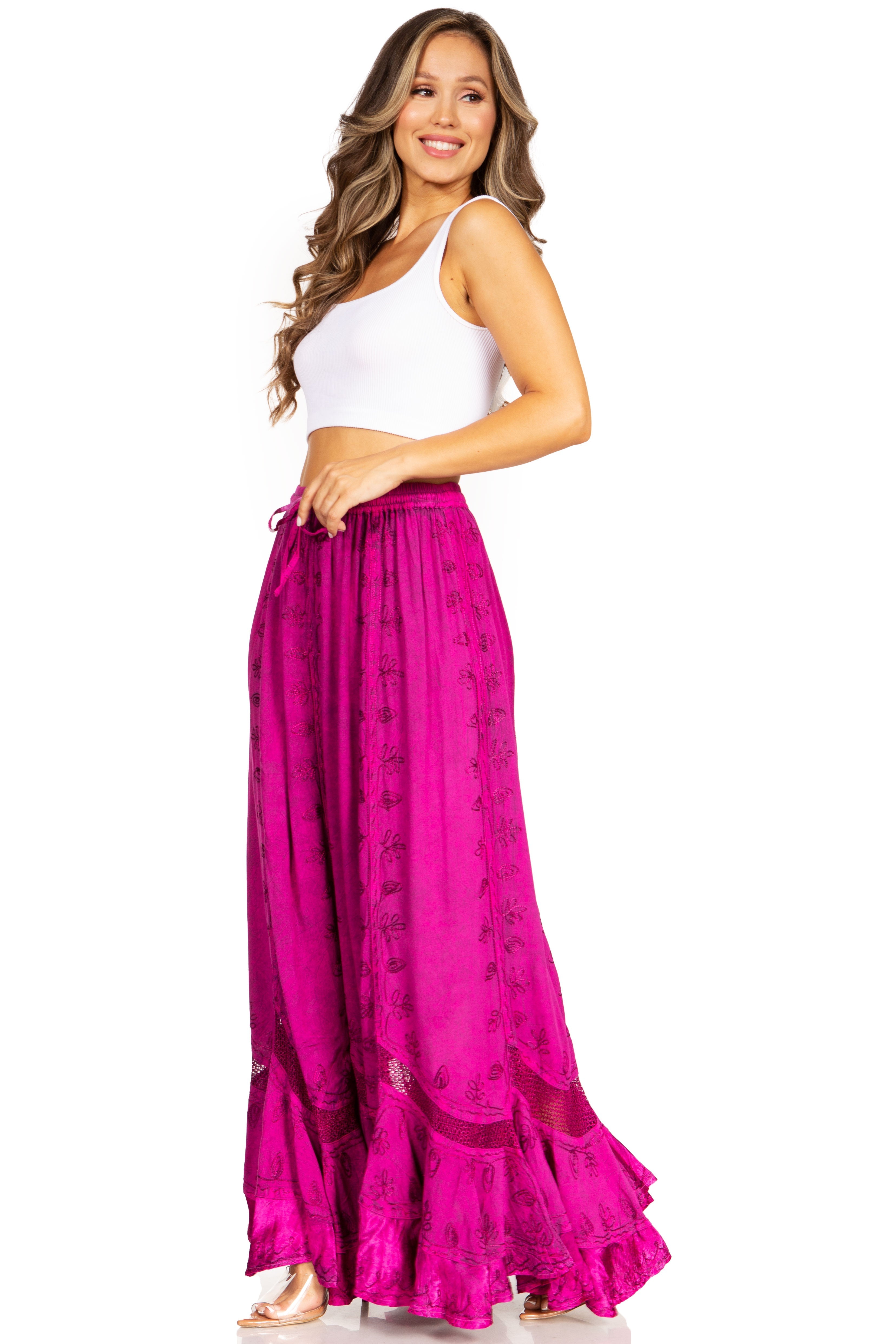 Sakkas - Ivy Second Women's Maxi Boho Elastic Waist Skirt