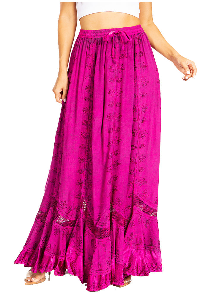 Sakkas - Ivy Second Women's Maxi Boho Elastic Waist Skirt