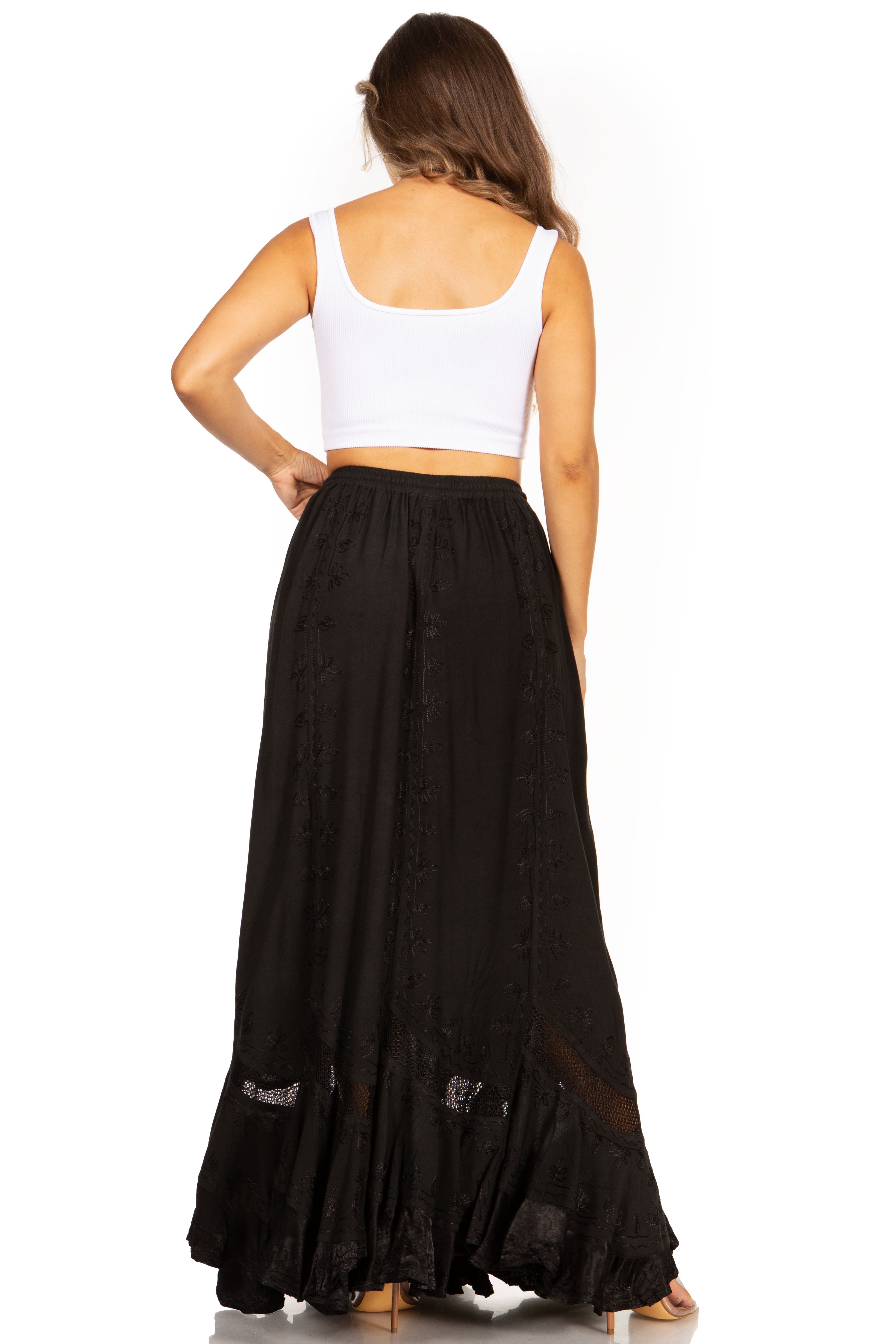 Sakkas - Ivy Second Women's Maxi Boho Elastic Waist Skirt