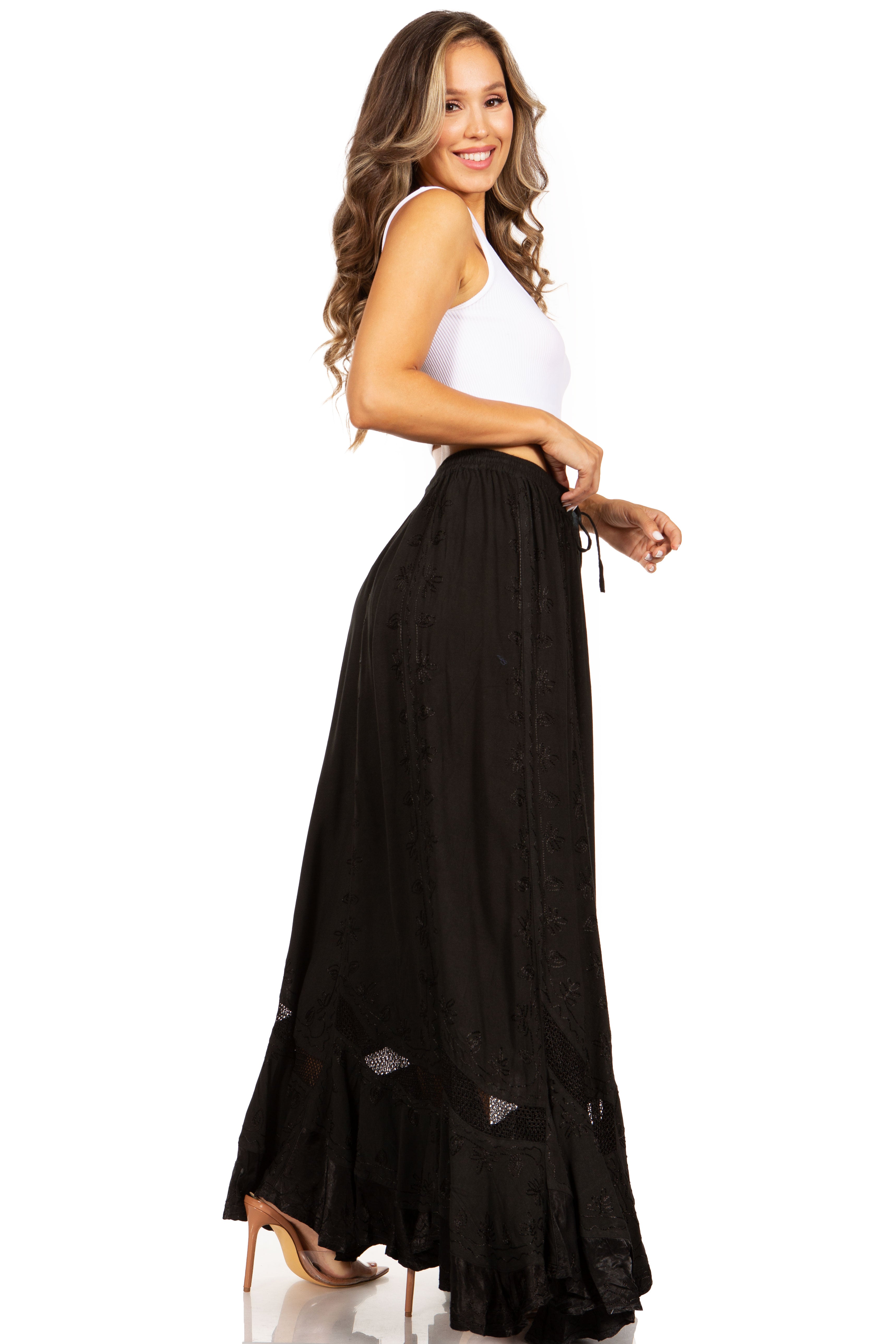 Sakkas - Ivy Second Women's Maxi Boho Elastic Waist Skirt