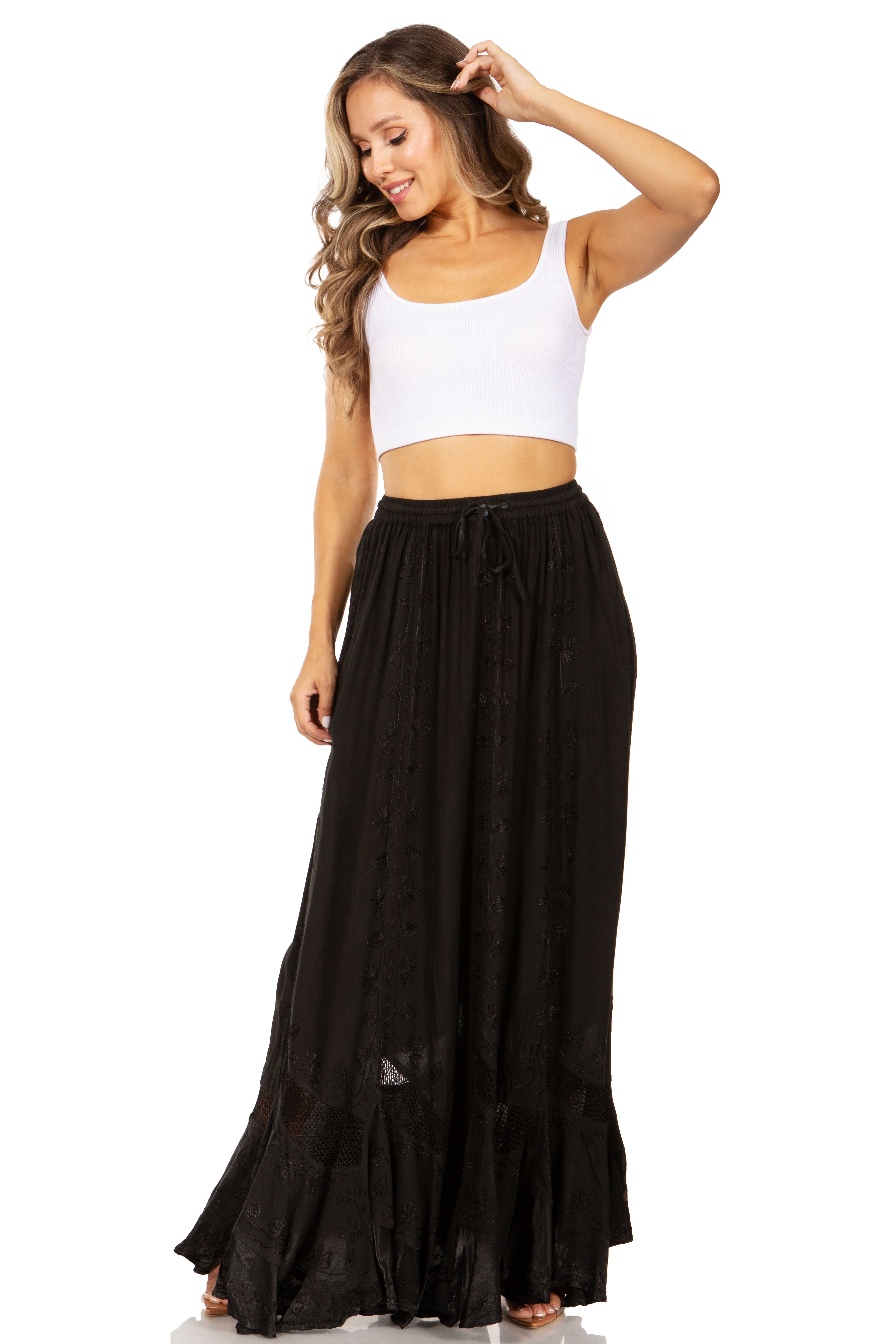 Sakkas - Ivy Second Women's Maxi Boho Elastic Waist Skirt