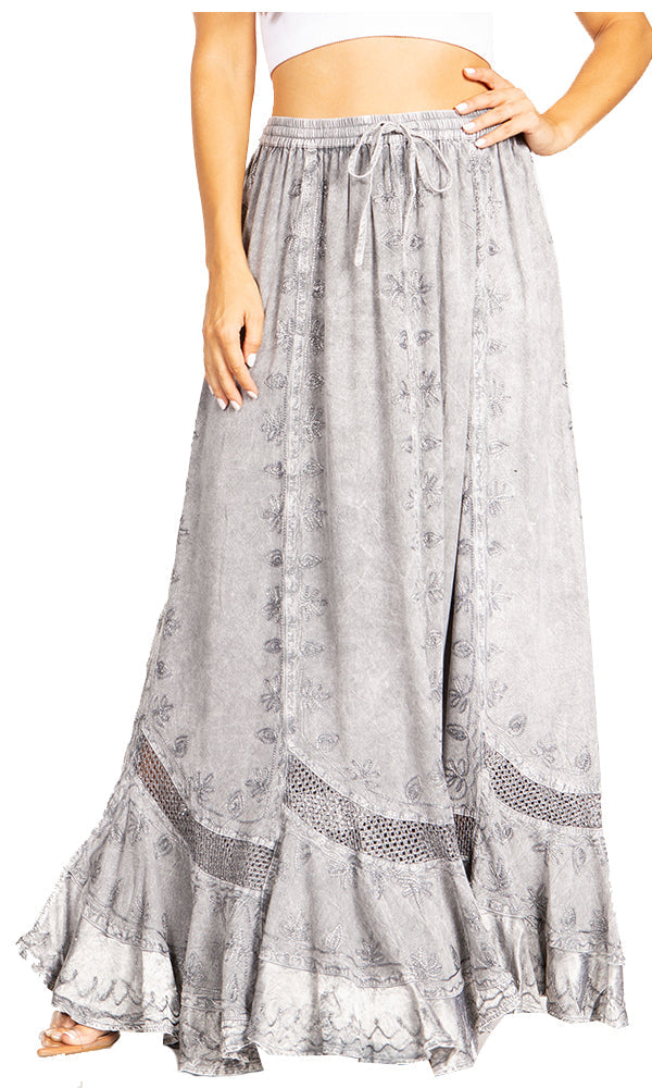 Sakkas - Ivy Second Women's Maxi Boho Elastic Waist Skirt