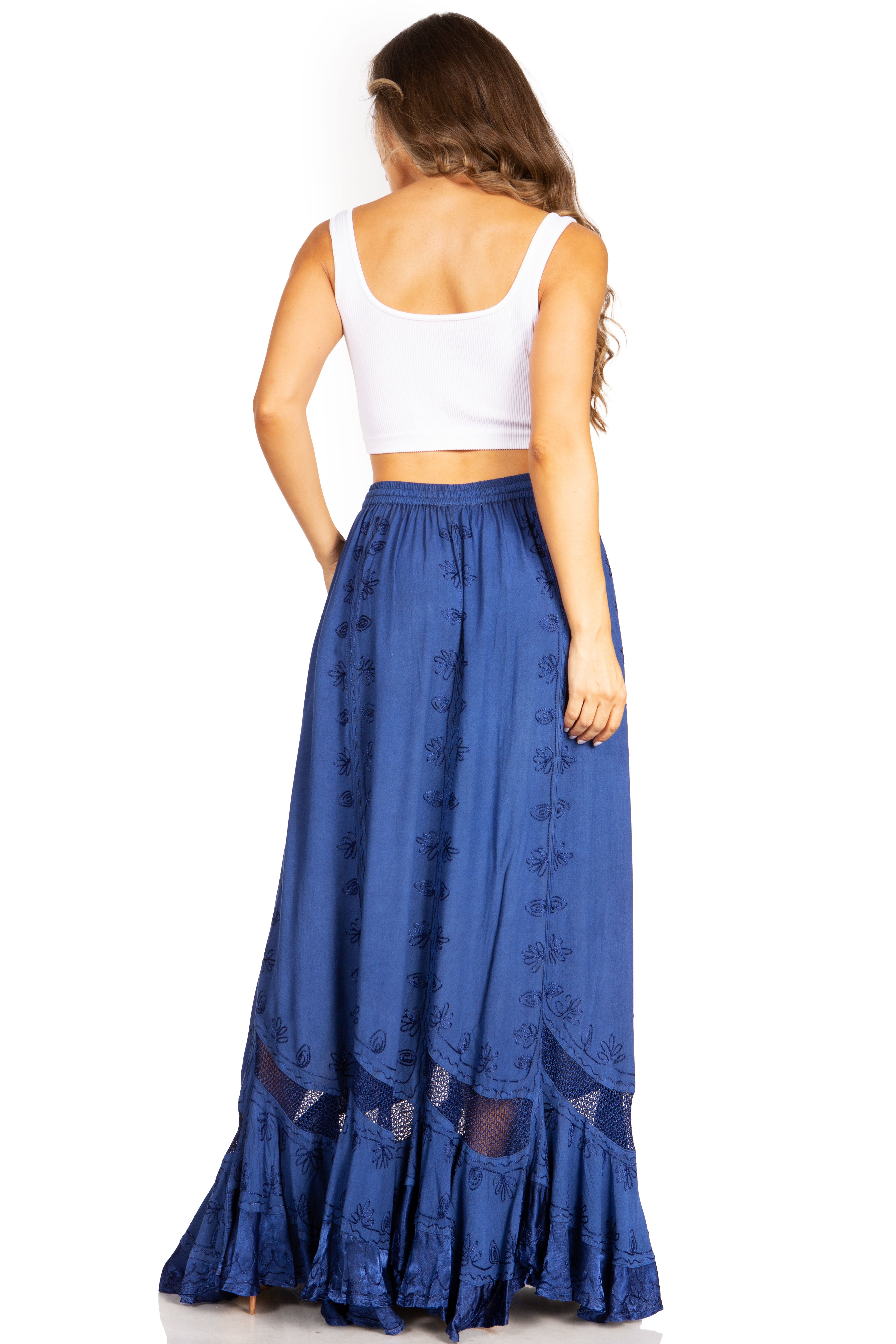 Sakkas - Ivy Second Women's Maxi Boho Elastic Waist Skirt