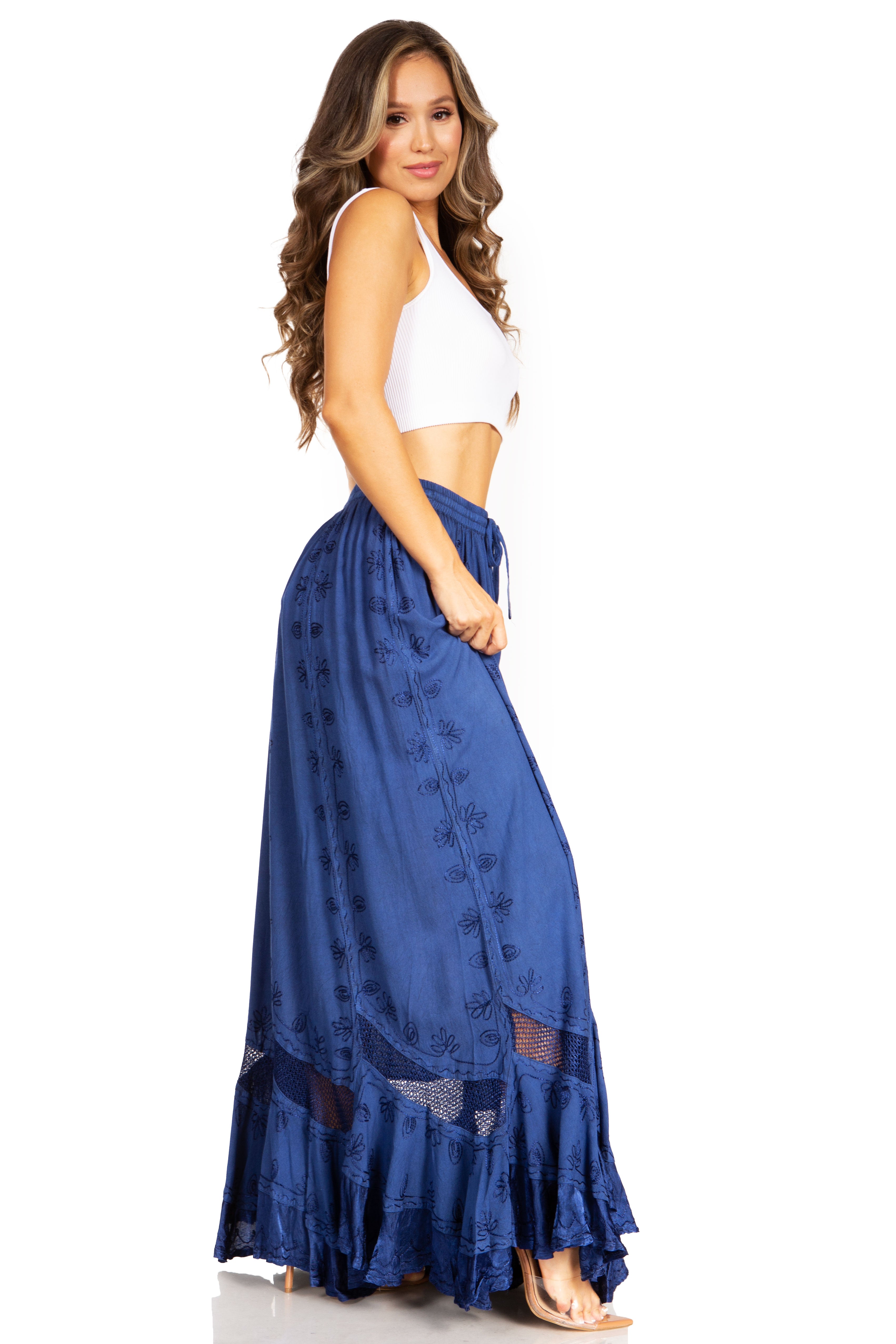 Sakkas - Ivy Second Women's Maxi Boho Elastic Waist Skirt