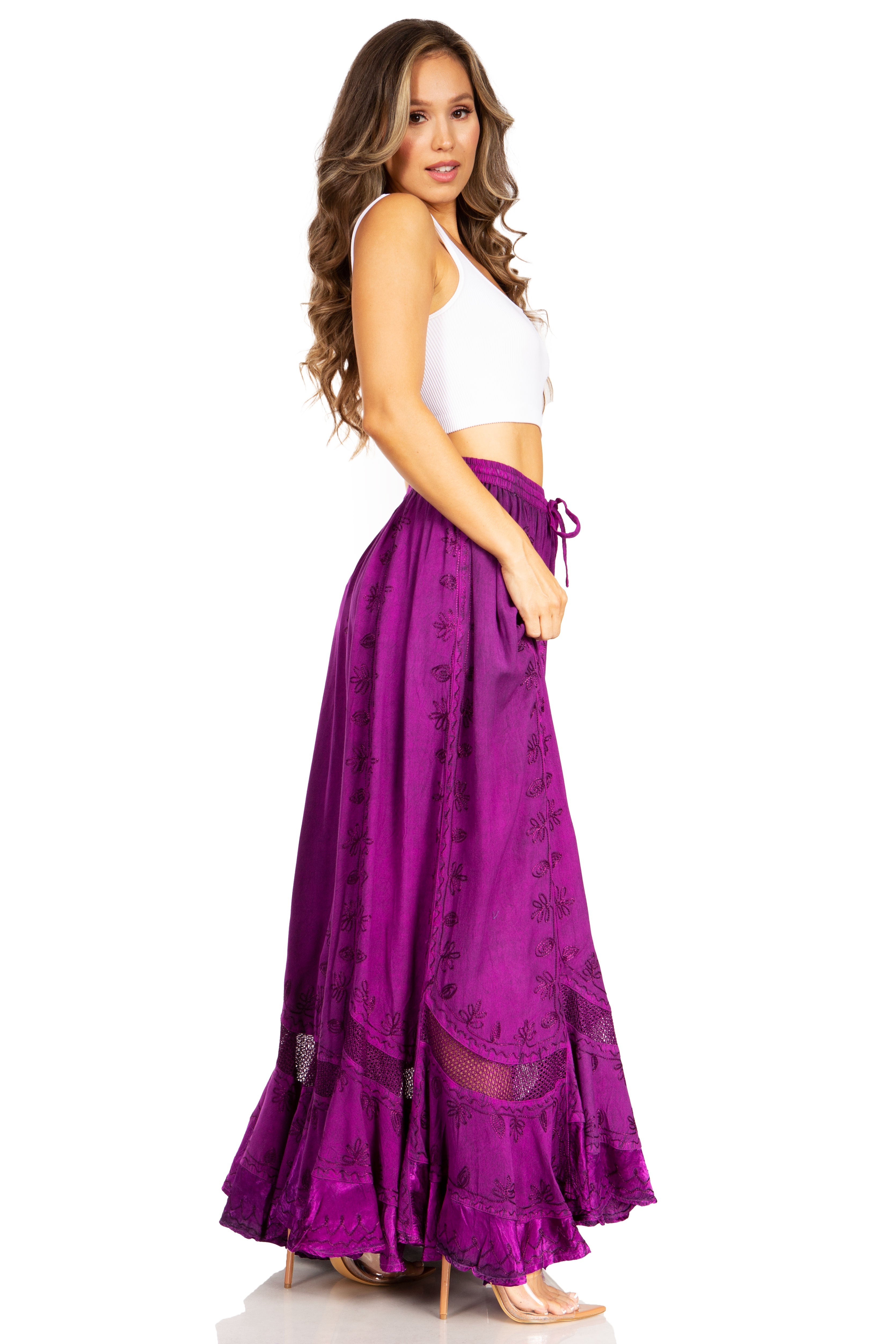 Sakkas - Ivy Second Women's Maxi Boho Elastic Waist Skirt
