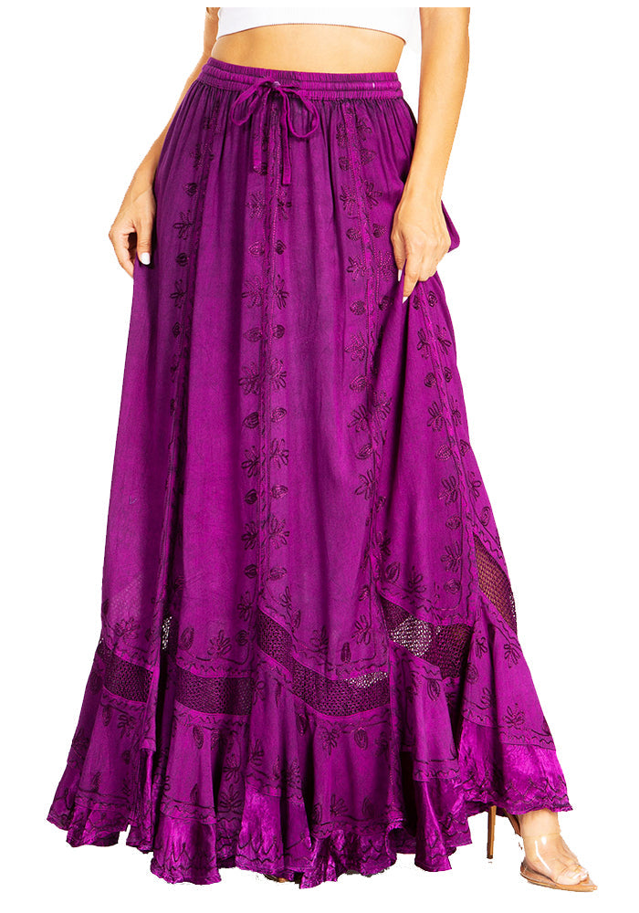 Sakkas - Ivy Second Women's Maxi Boho Elastic Waist Skirt