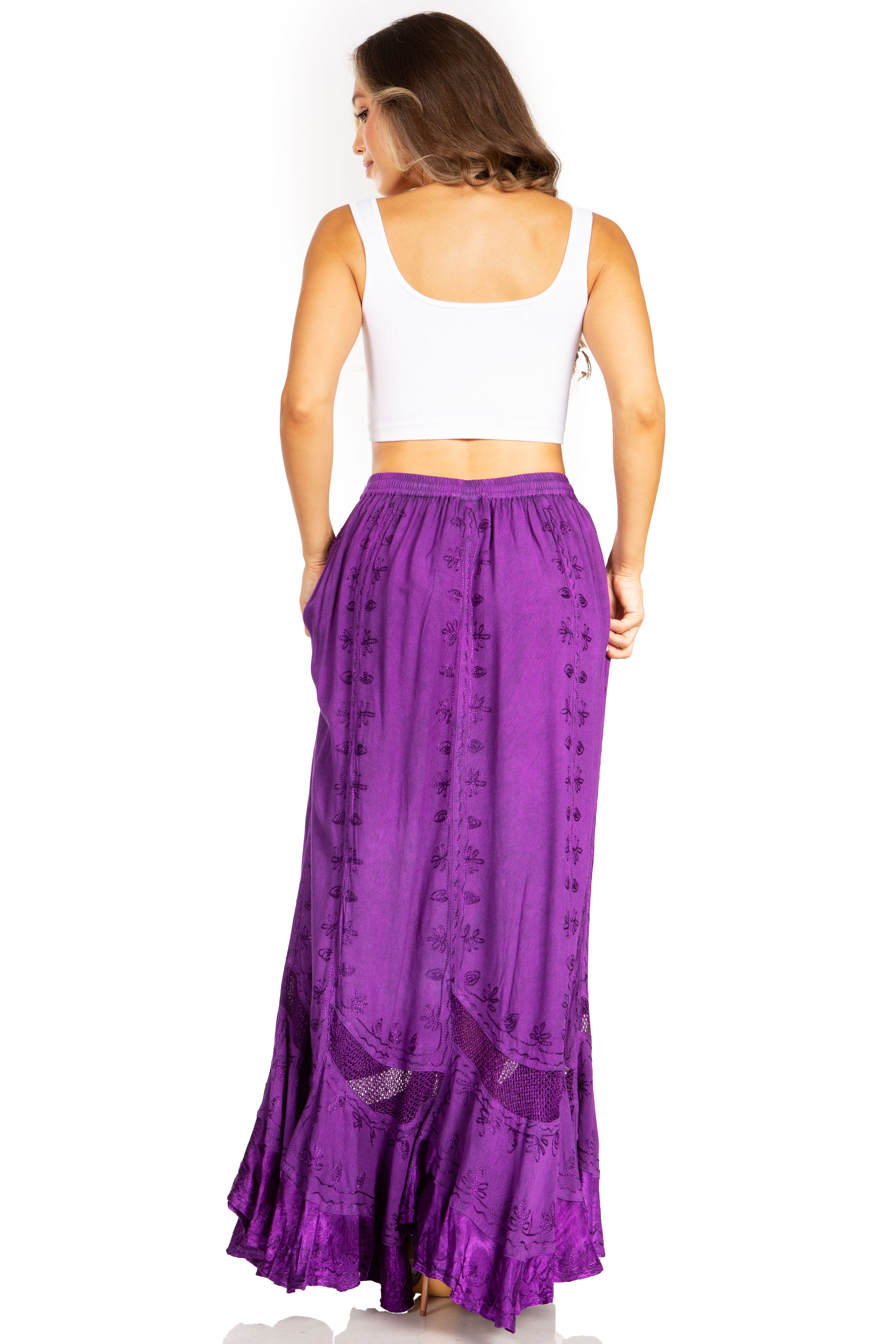 Sakkas - Ivy Second Women's Maxi Boho Elastic Waist Skirt
