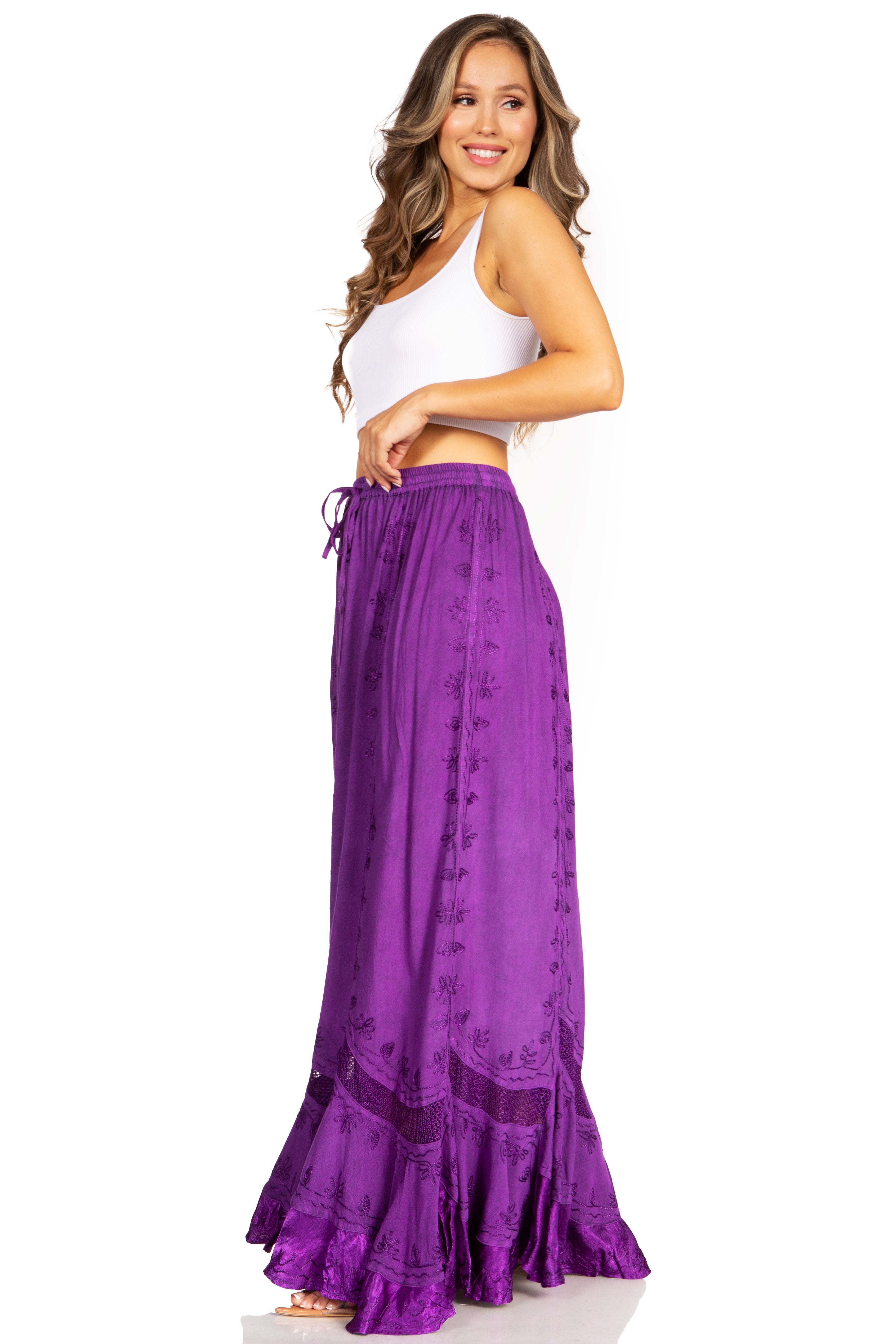 Sakkas - Ivy Second Women's Maxi Boho Elastic Waist Skirt