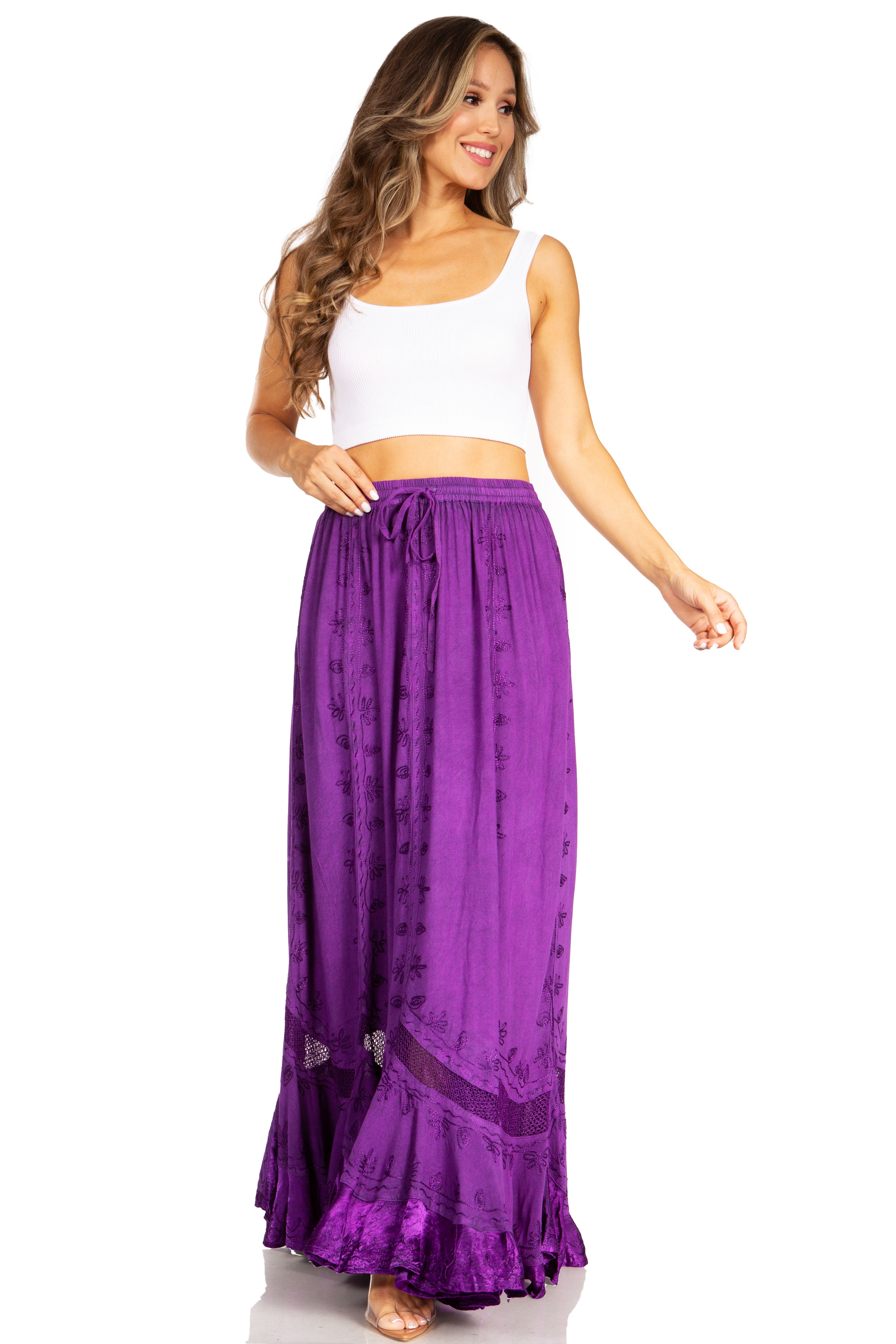 Sakkas - Ivy Second Women's Maxi Boho Elastic Waist Skirt