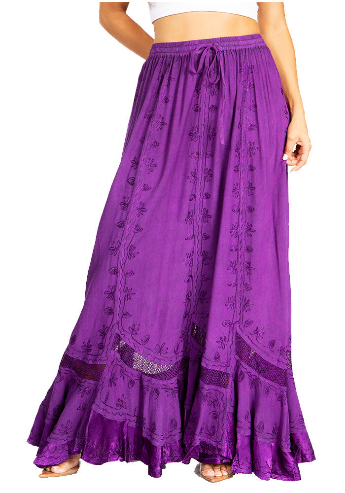 Sakkas - Ivy Second Women's Maxi Boho Elastic Waist Skirt