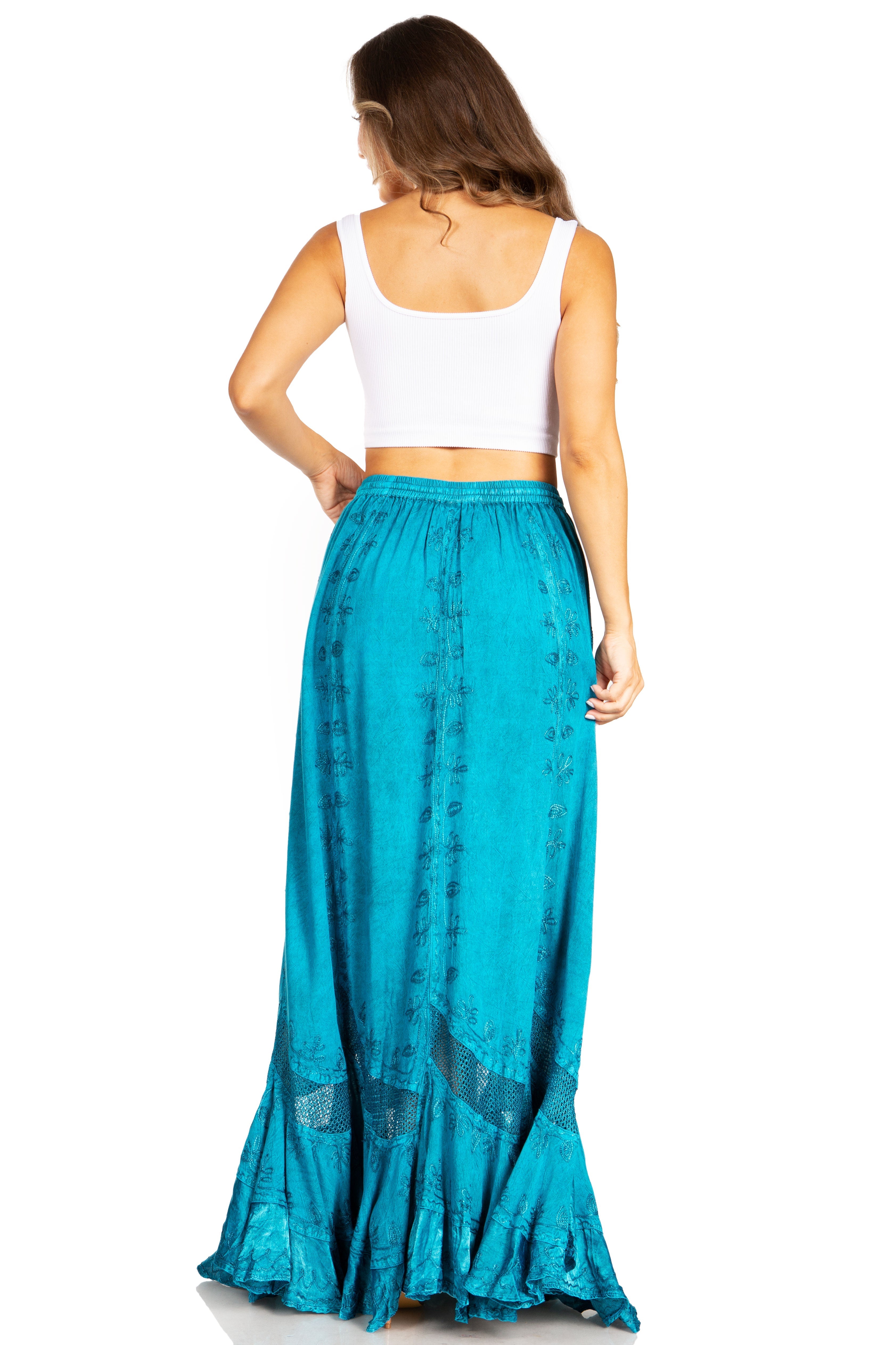 Sakkas - Ivy Second Women's Maxi Boho Elastic Waist Skirt