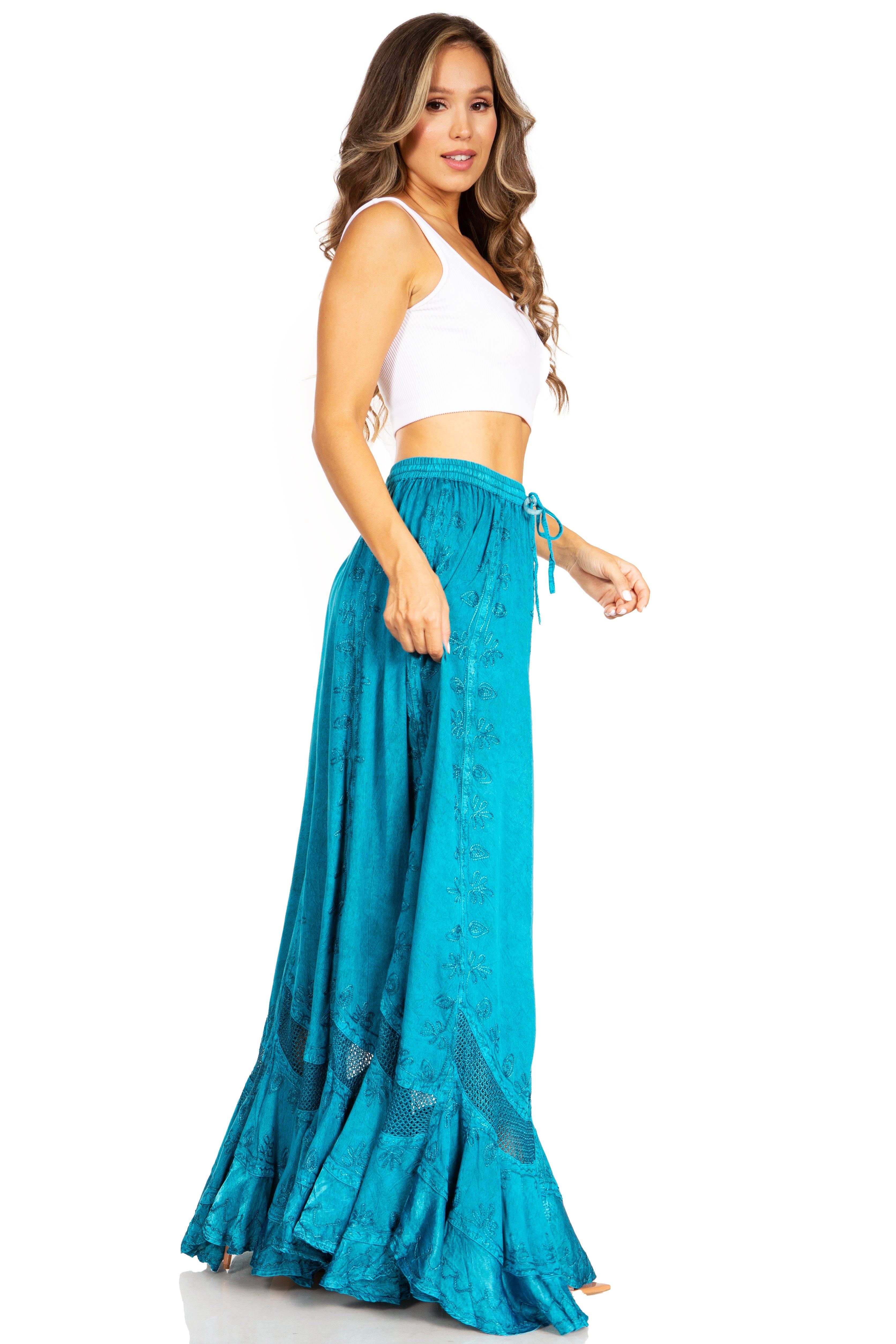 Sakkas - Ivy Second Women's Maxi Boho Elastic Waist Skirt