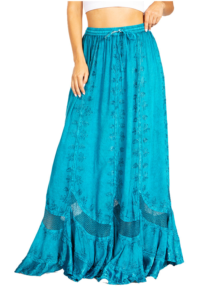 Sakkas - Ivy Second Women's Maxi Boho Elastic Waist Skirt