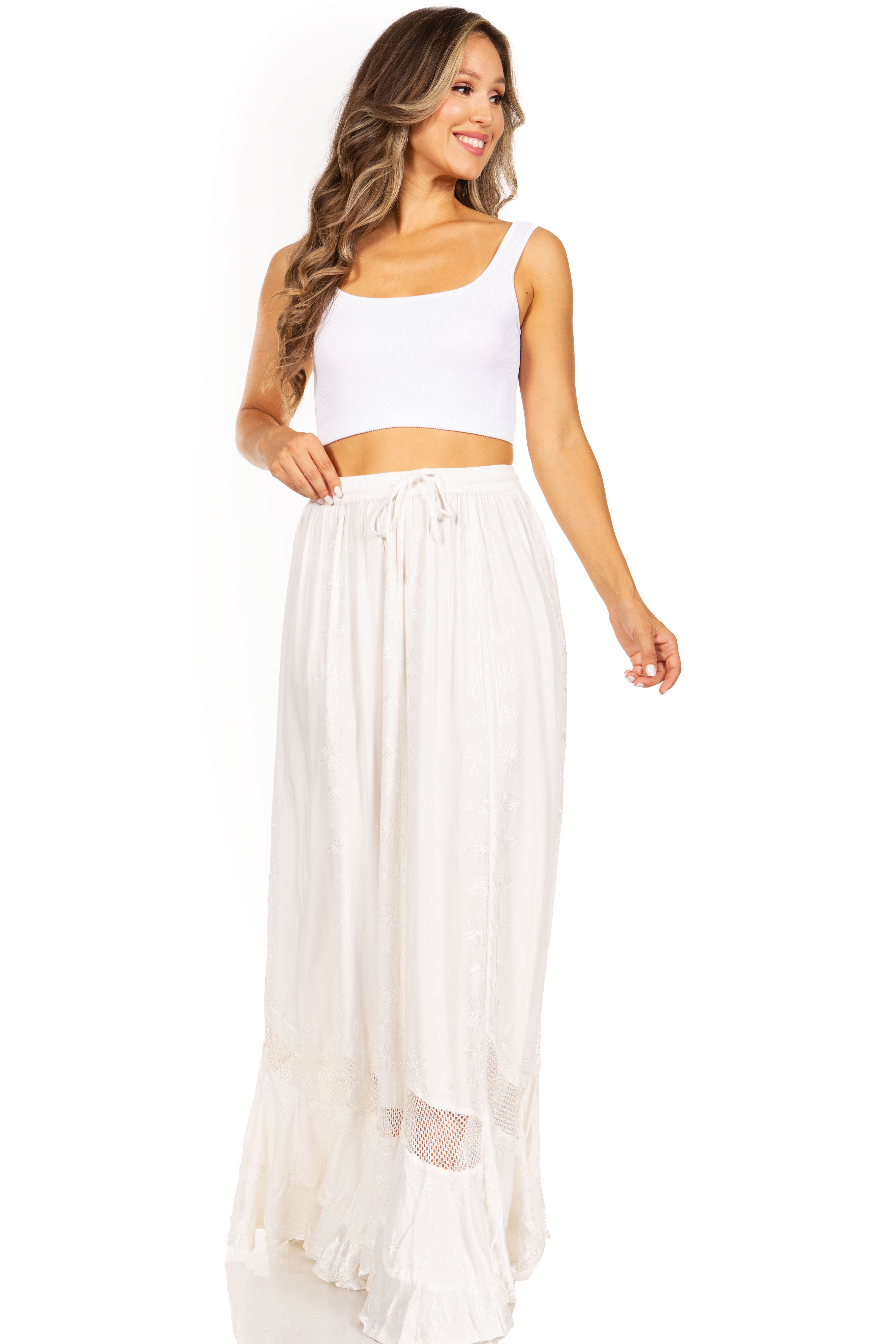 Sakkas - Ivy Second Women's Maxi Boho Elastic Waist Skirt