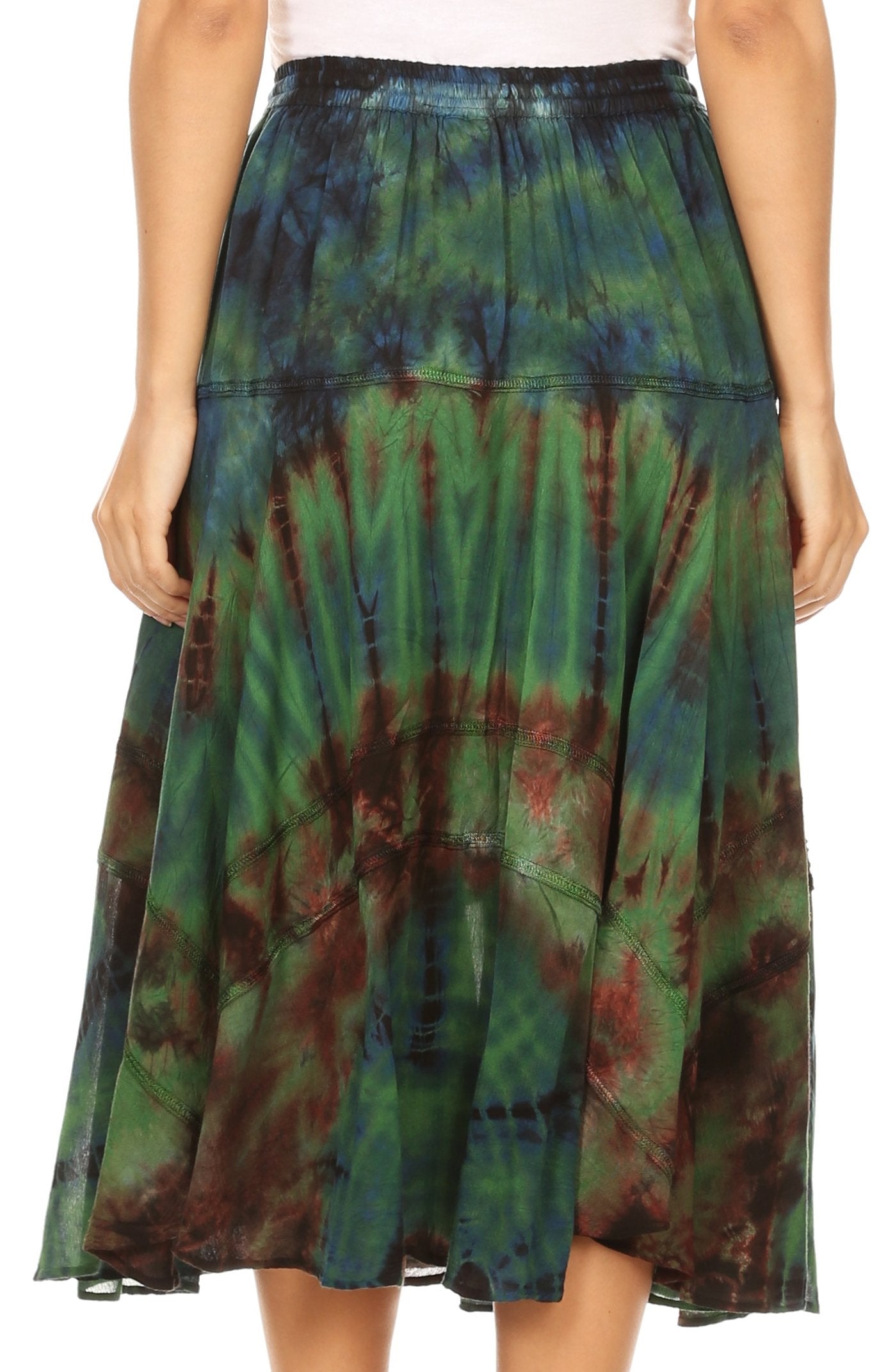 Sakkas - Justina Dance Midi Full Circle Tie-dye Skirt with Elastic Waist