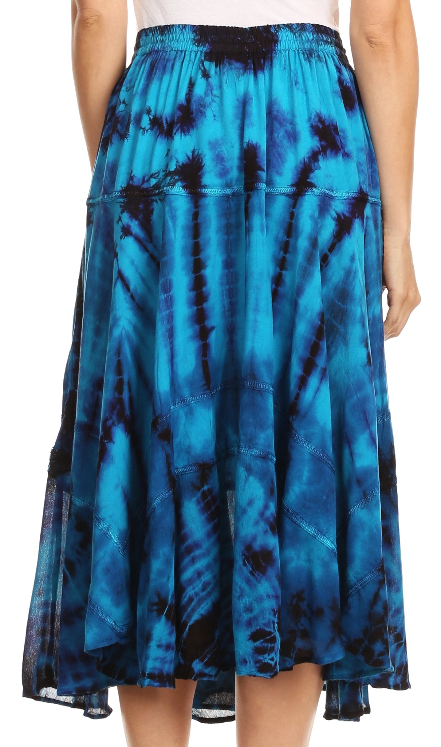 Sakkas - Justina Dance Midi Full Circle Tie-dye Skirt with Elastic Waist