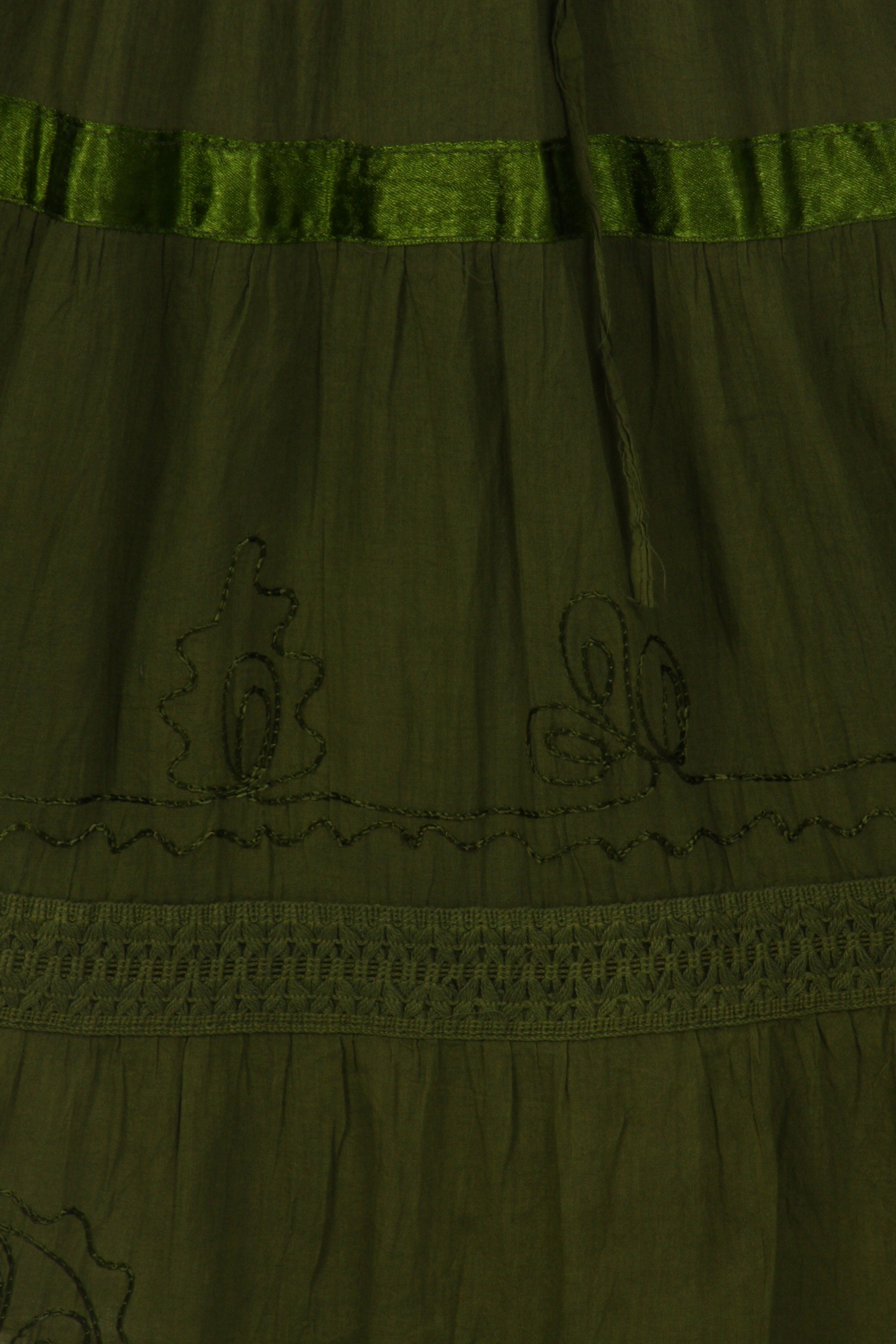 Sakkas - Solid Embroidered Gypsy Cotton Skirt