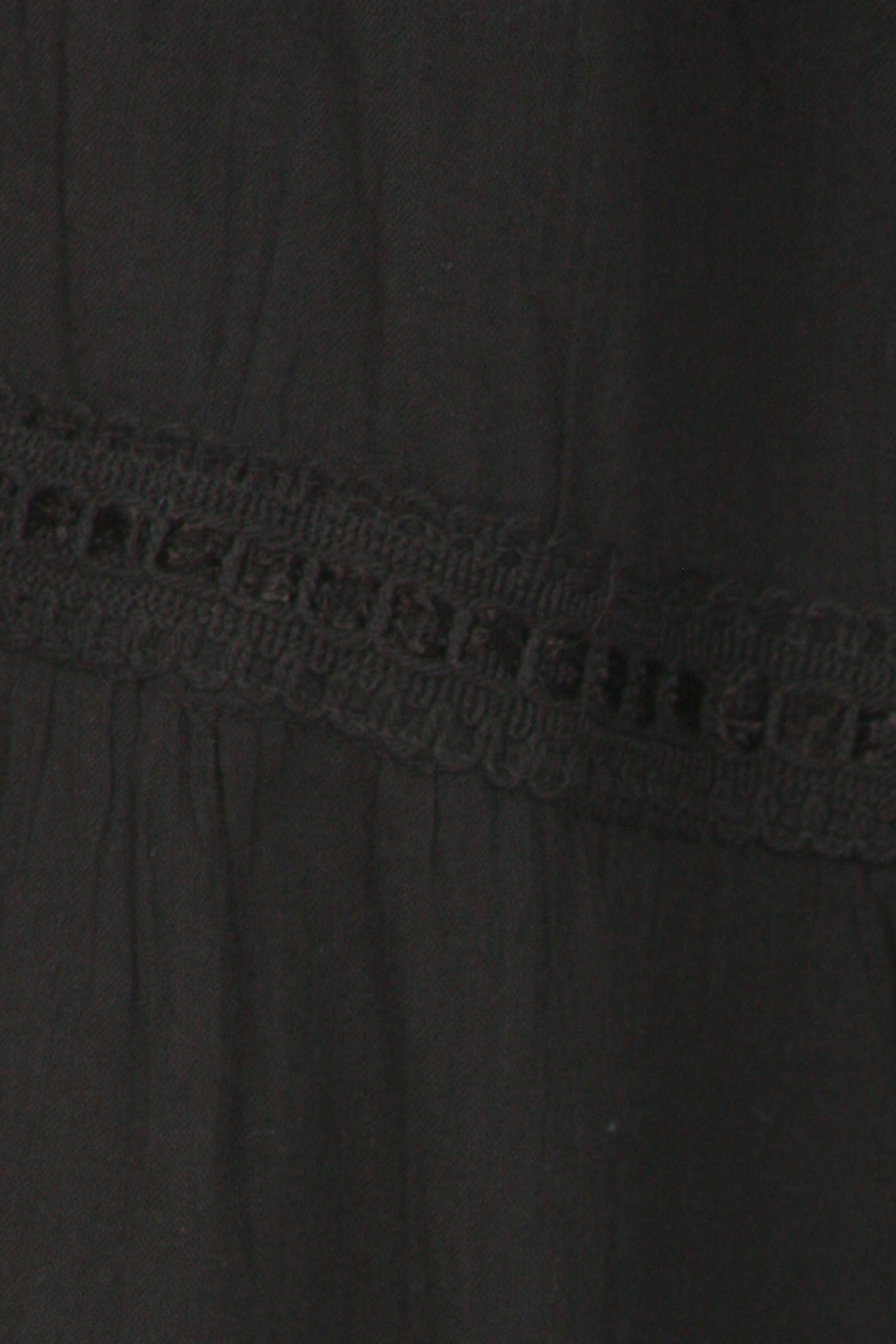 Sakkas - Solid Embroidered Crochet Lace Trim Gypsy Bohemian Mid Length Cotton Skirt