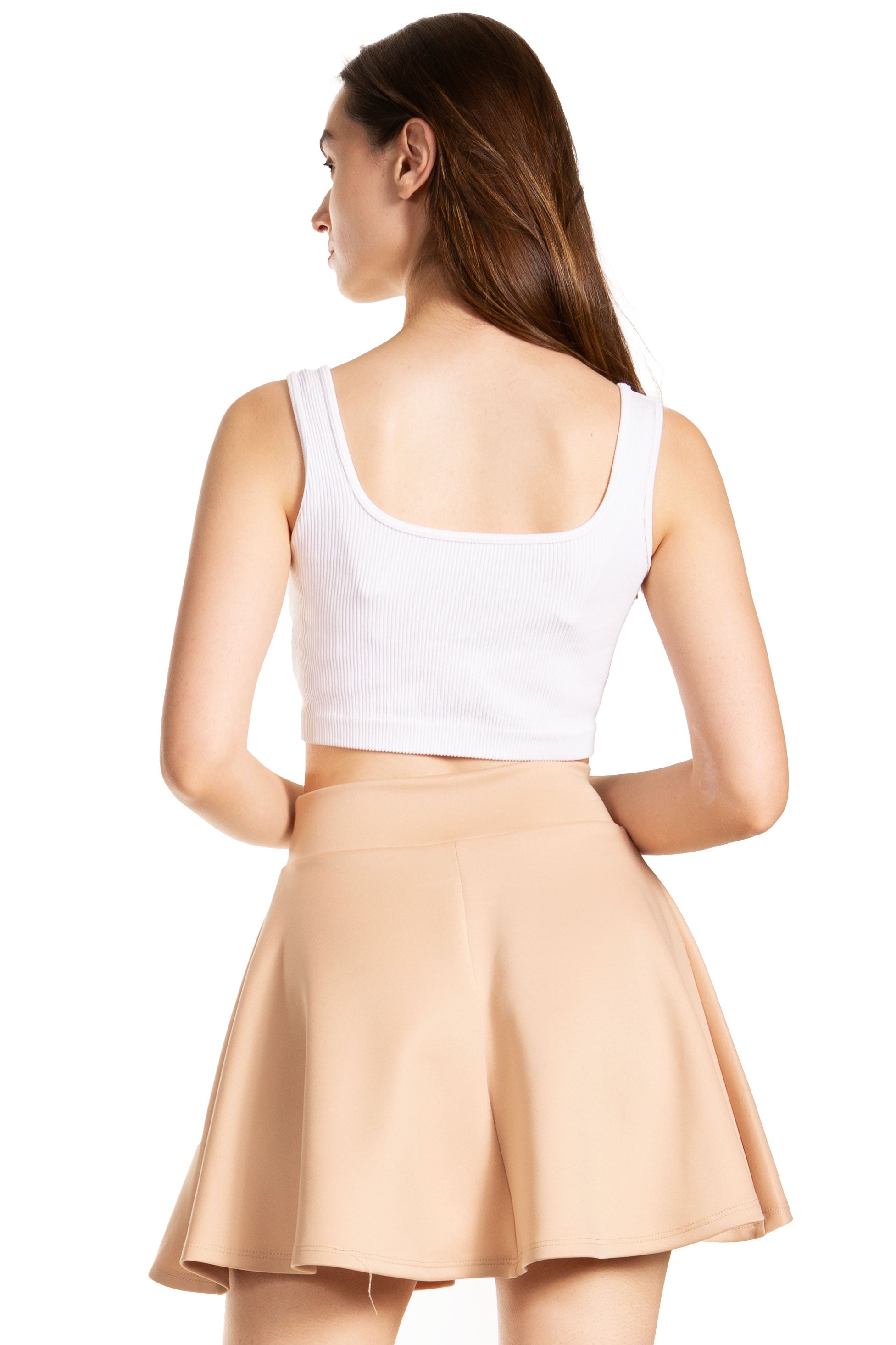 Sakkas - Basic Versatile Stretchy Flared Casual Mini Skater Skirt Made in USA